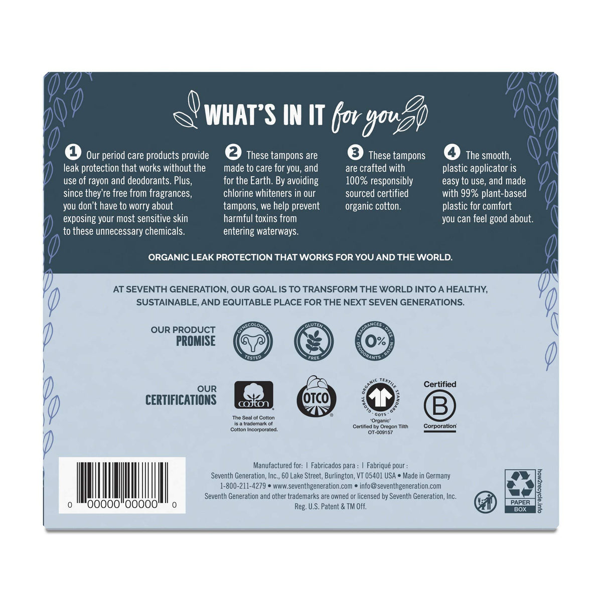SEVENTH GENERATION Free & Clear Regular Tampons with Applicator, 18 CT