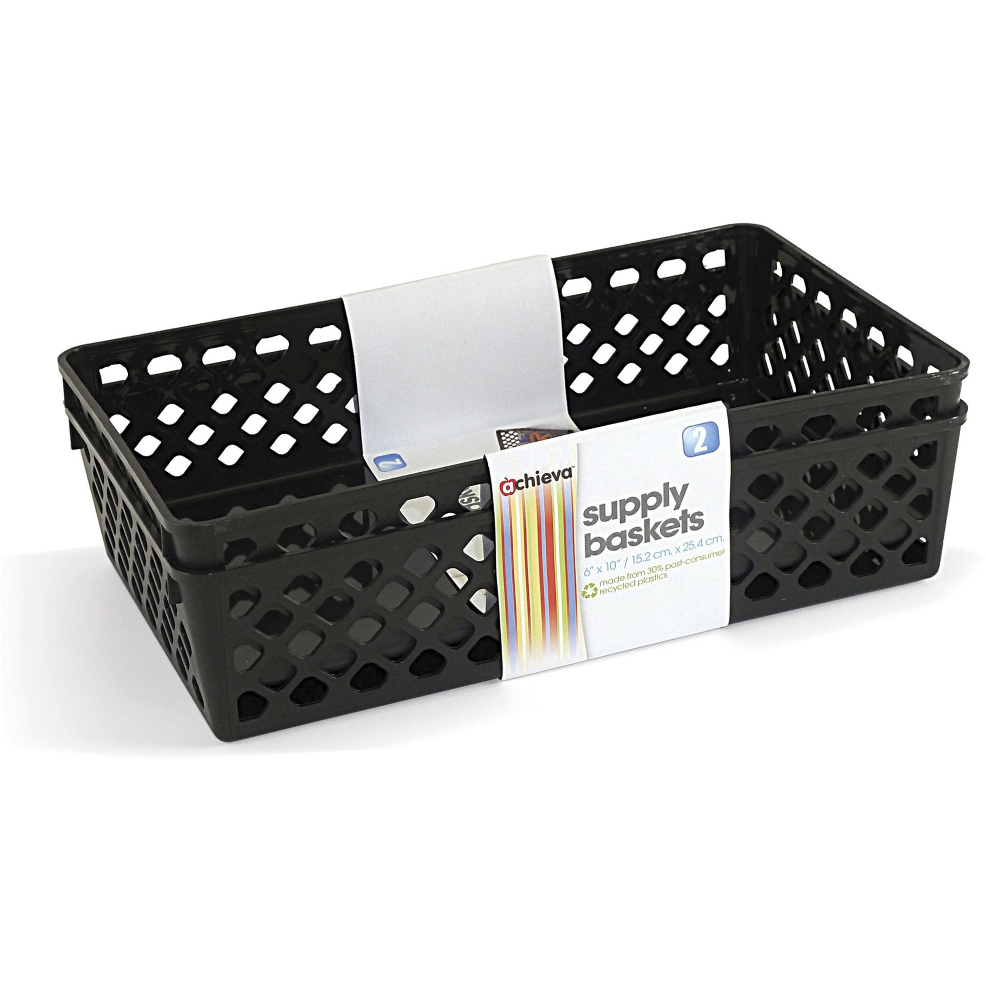 Officemate OIC Achieva Large Supply Basket, Pack of 2, Recycled, Black (26202)