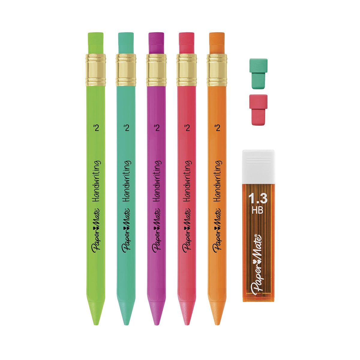 Paper Mate 2017483 Mechanical Pencils for Handwriting, Triangular, 5/PK, AST