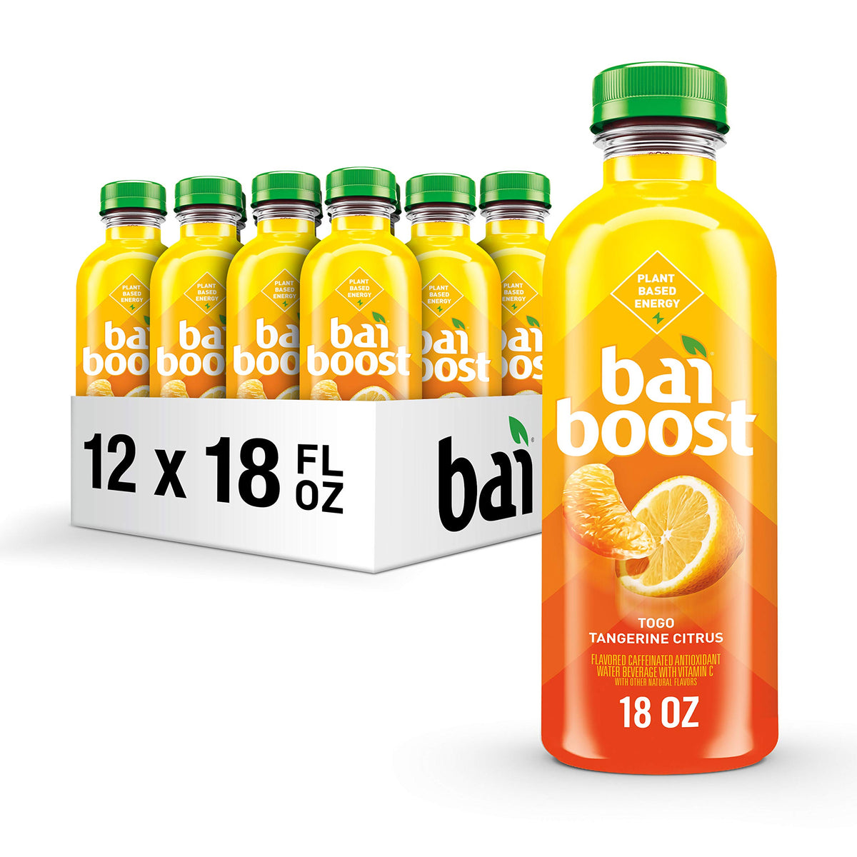 Bai Boost Togo Tangerine Citrus, Antioxidant Infused Beverage, 18 fl oz bottle (Pack of 12)
