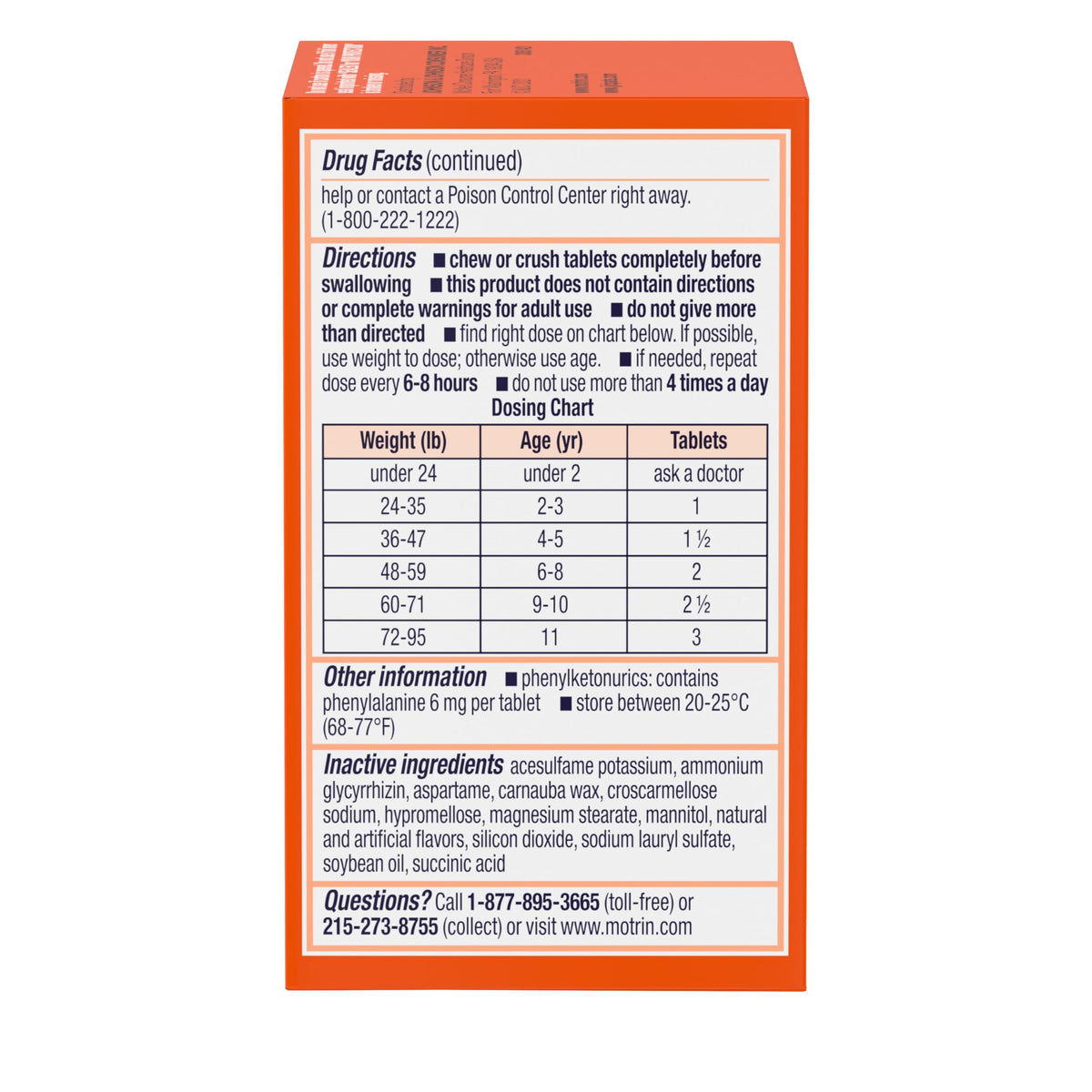 Motrin Children's Dye-Free Ibuprofen Chewable Tablets for Pain & Fever, Grape, 24 Count