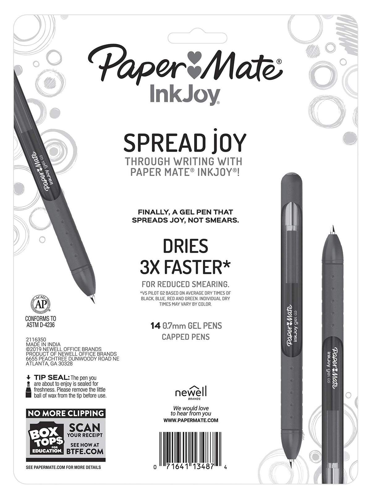 Paper Mate InkJoy Gel Pens, Medium Point (0.7mm), Assorted Colors, Capped, 14 Count
