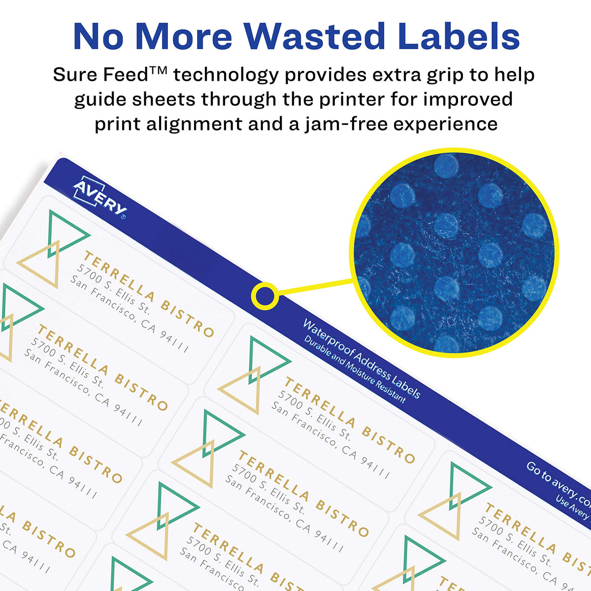 Avery Waterproof Printable Address Labels with Sure Feed, 1-1/3" x 4", White, 700 Blank Mailing Labels (5522)