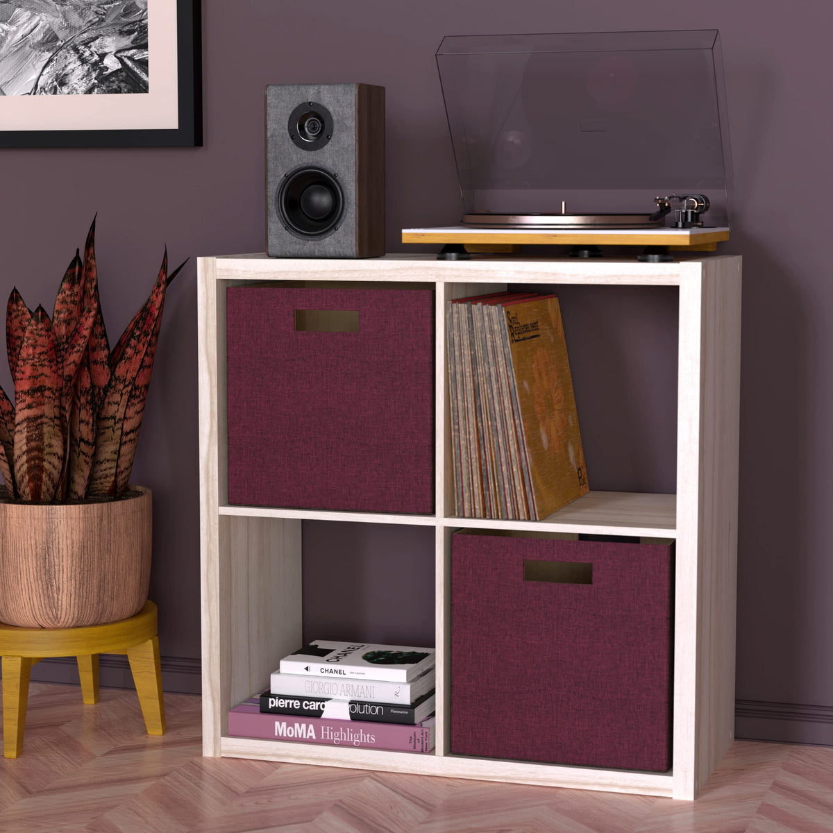 ClosetMaid 4550 Decorative Open Back 4-Cube Storage Organizer, Bleached Walnut