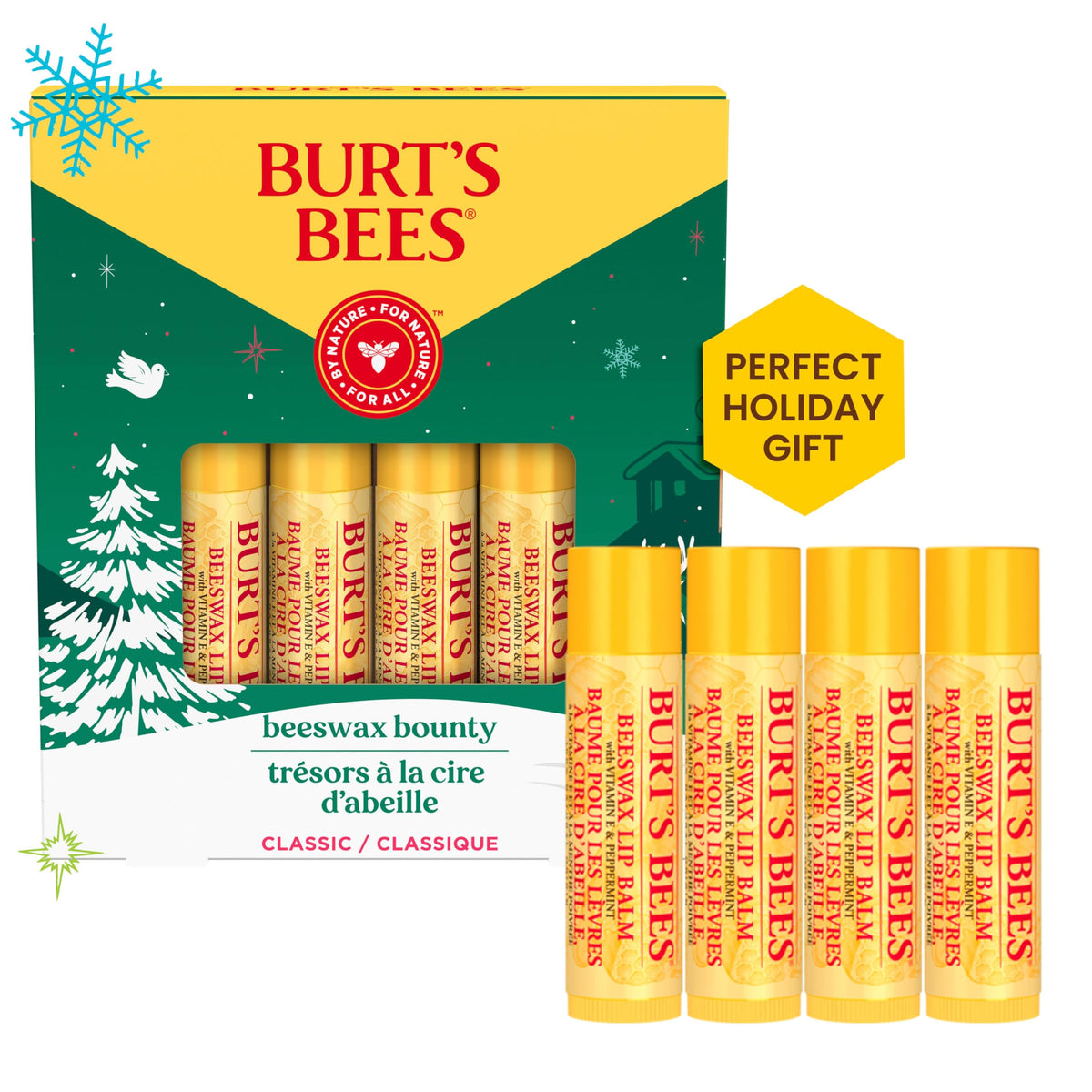 Burt's Bees Lip Balm, Beeswax Bounty, Classic, 4-Pack, 0.15 Oz