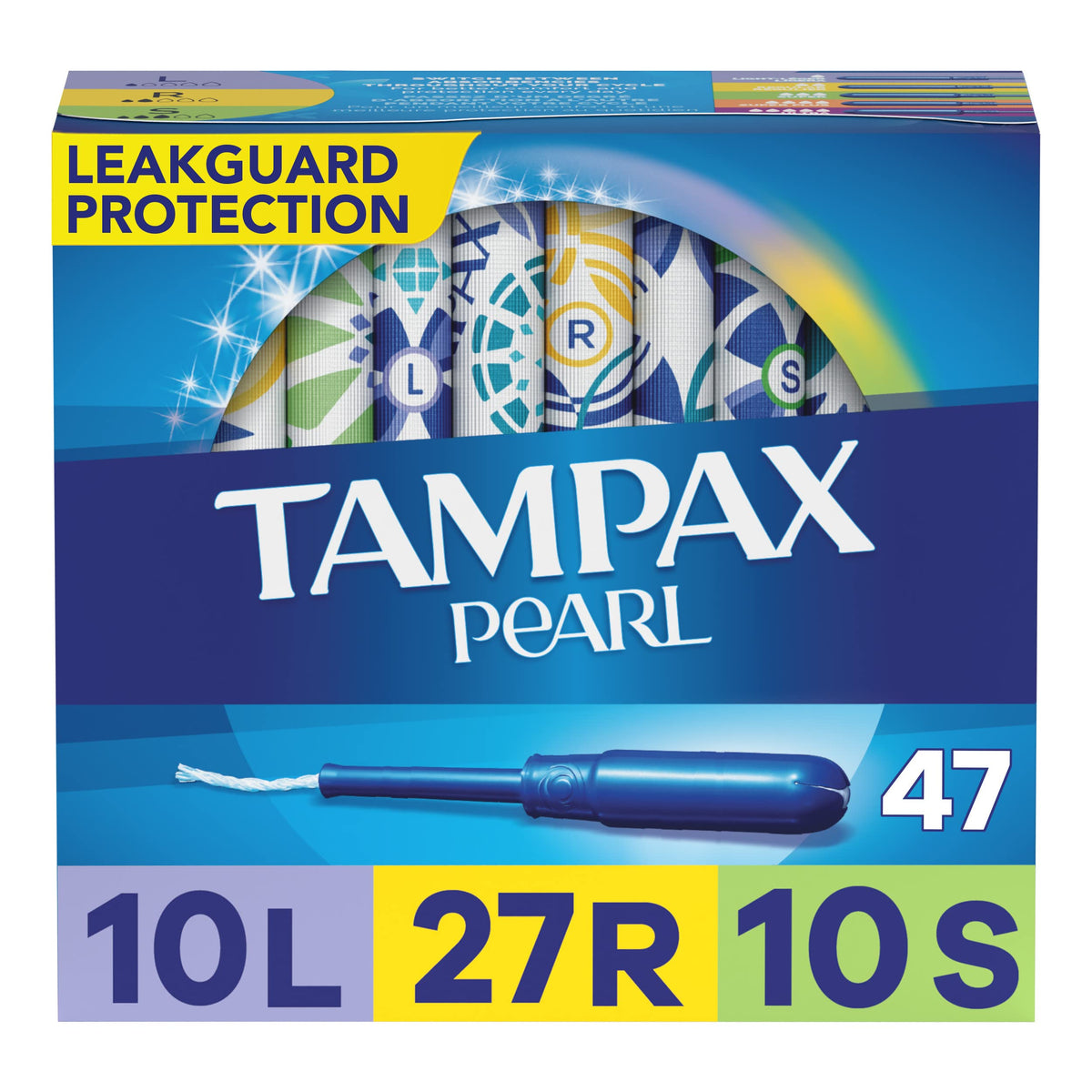 Tampax Pearl Plastic Tampons, Mutlipack, Light/Regular/Super Absorbency, Unscented, 50 Count (Packaging May Vary)