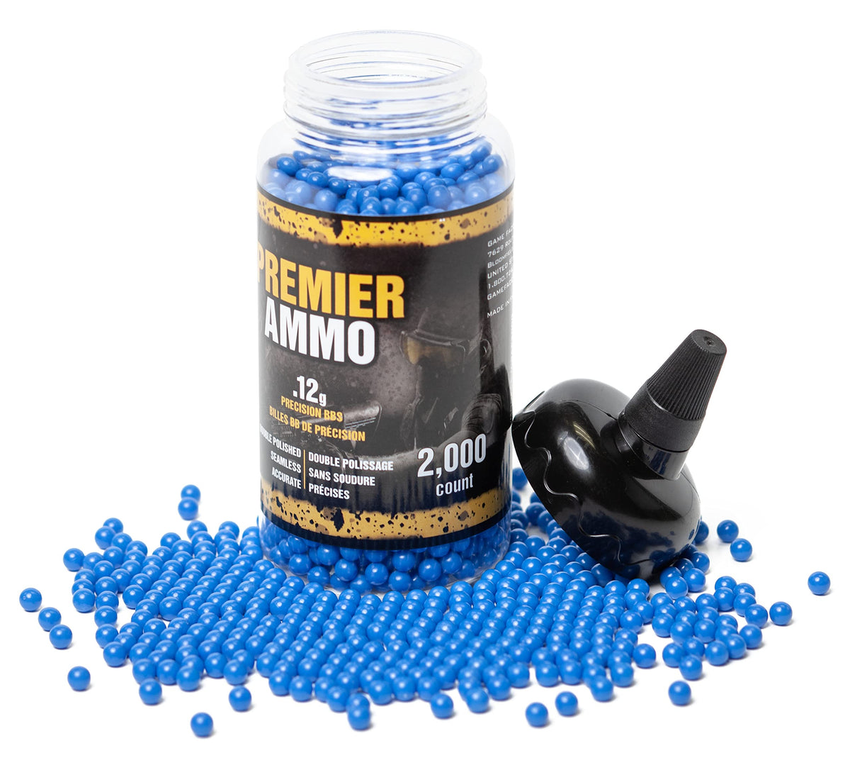 Game Face U-SAP2000 Premier .12-Gram 6mm Camo Airsoft BBs (2000-Count), Blue