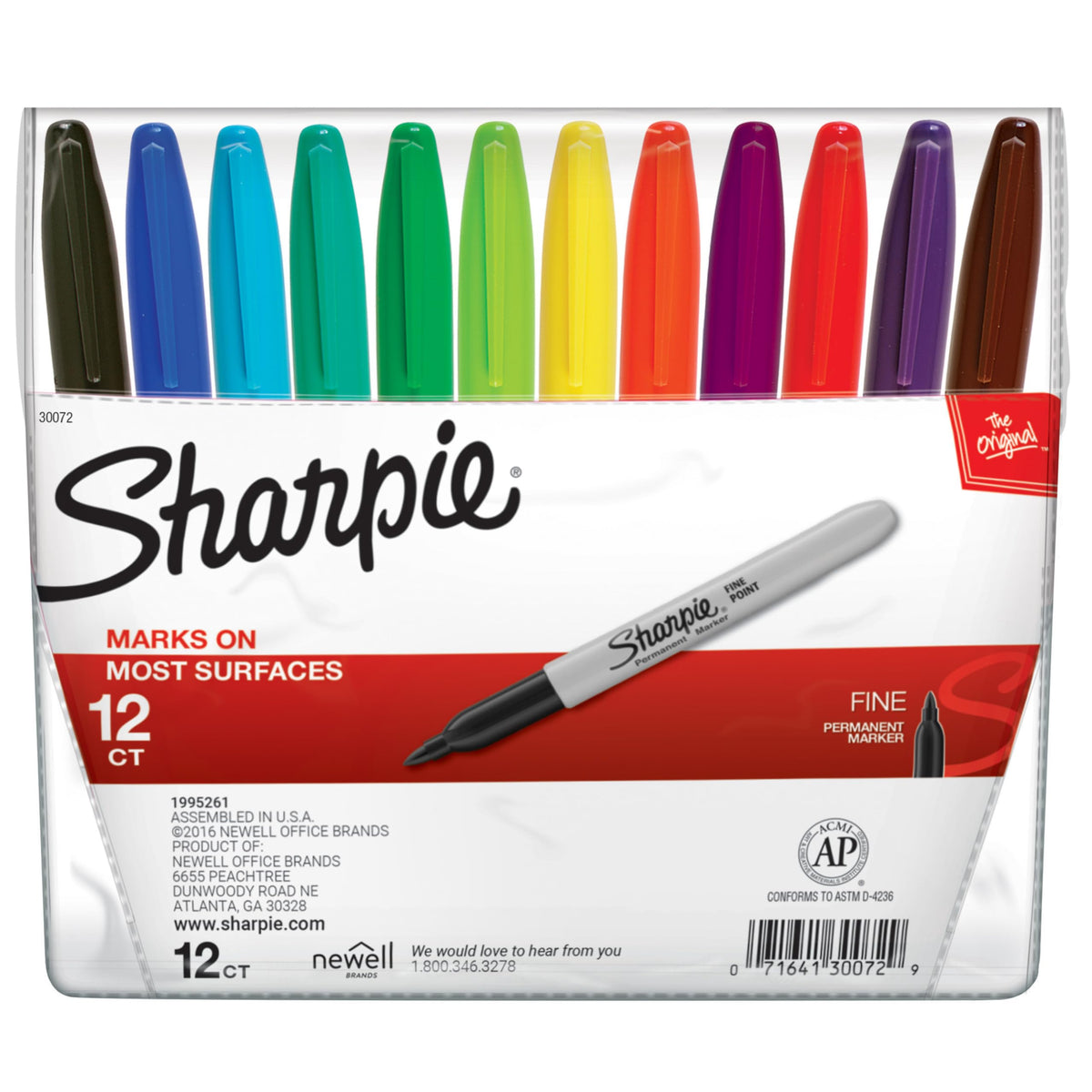 Sharpie Fine Point Permanent Marker,Assorted Classic,12-Count