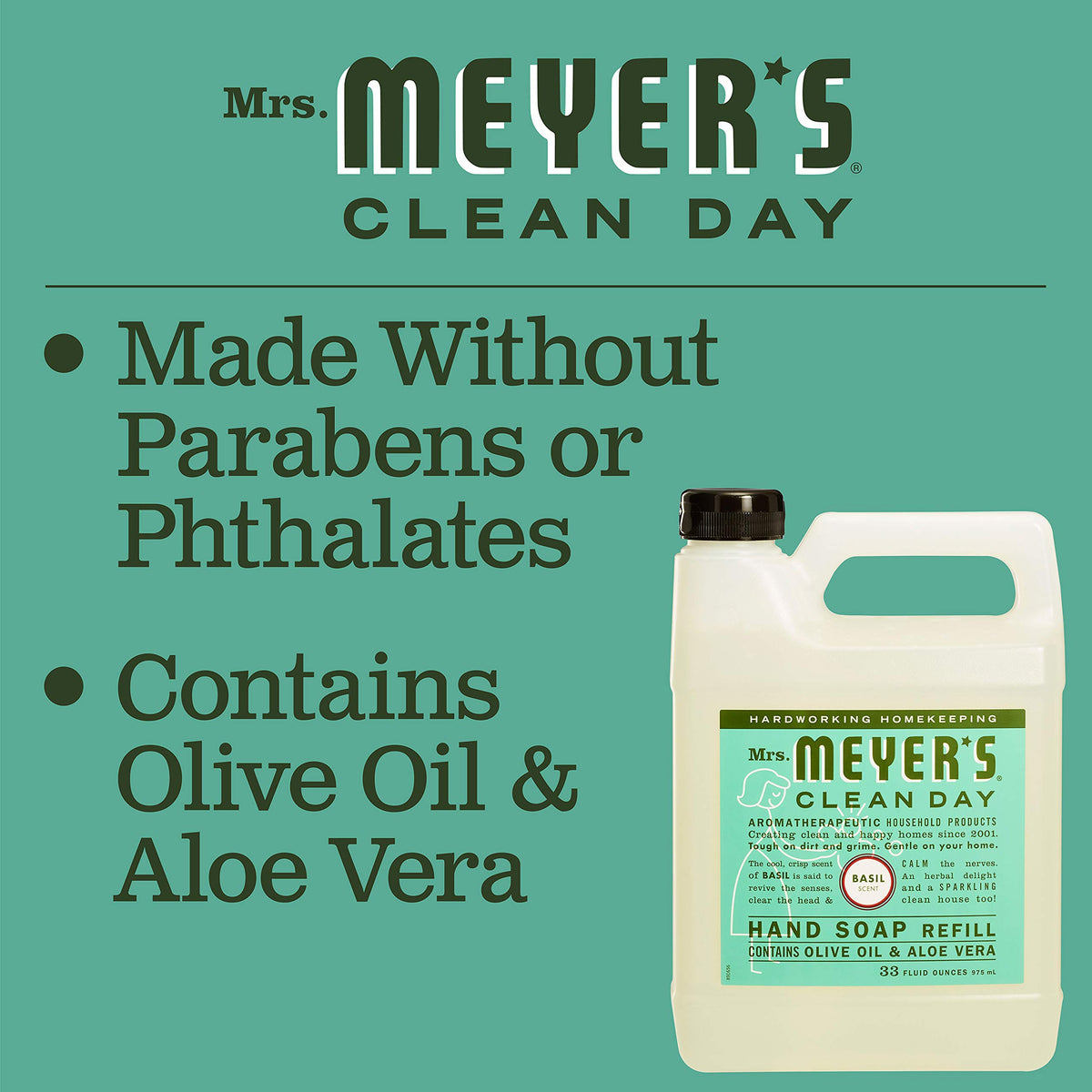 Mrs. Meyer's Liquid Hand Soap Refill, 1 Basil, 1 Lavender, 2 CT(Variety Pack)