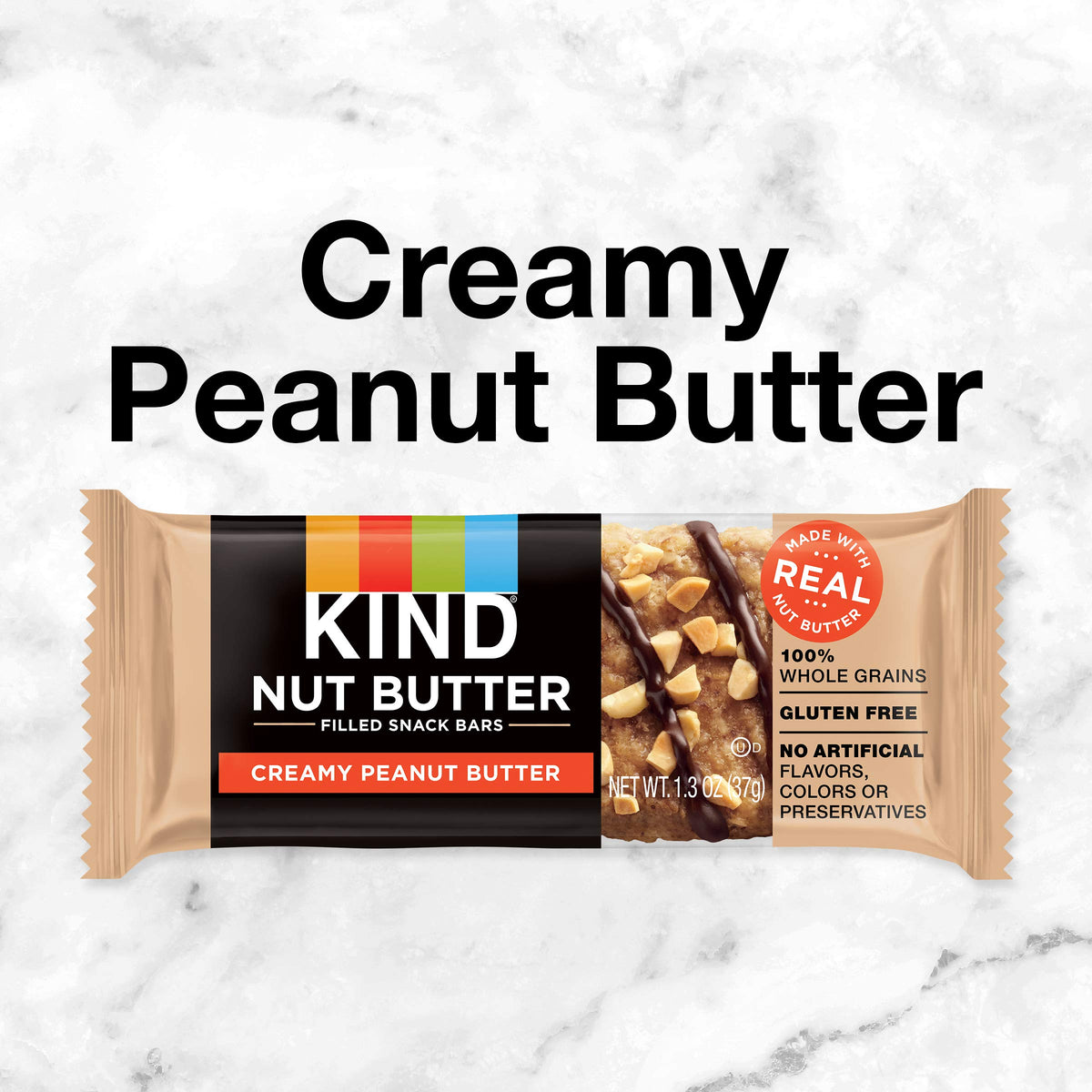 KIND Nut Butter Filled Bars, Creamy Peanut Butter, 32Count