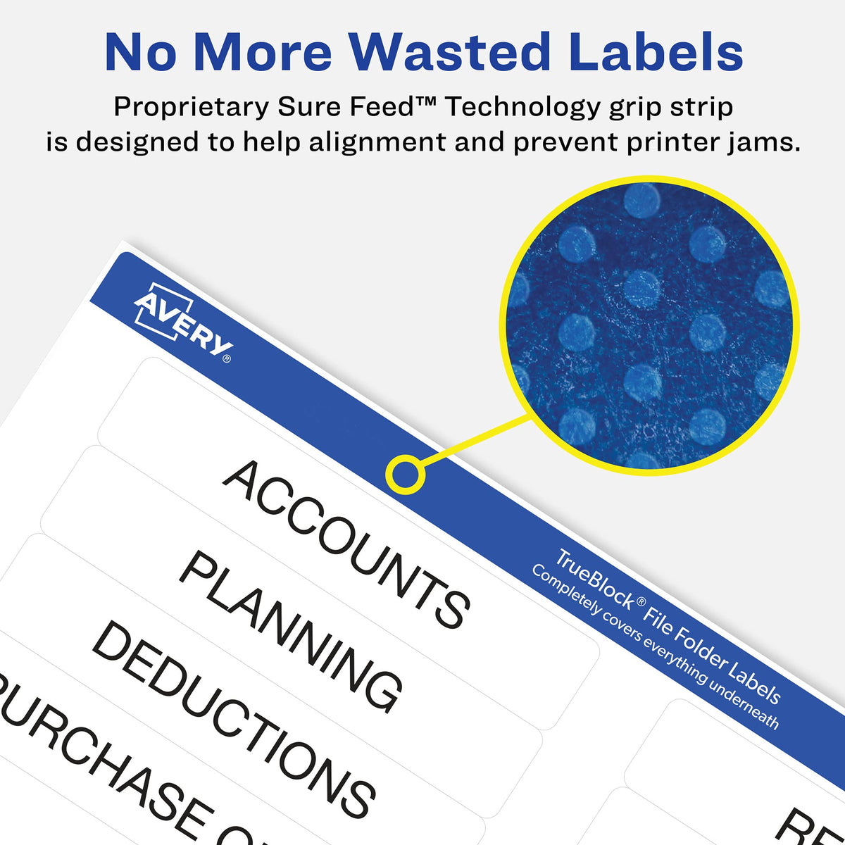 Avery TrueBlock Extra Large File Folder Labels, 15/16" x 3-7/16", 450 Printable Labels, White (5027)