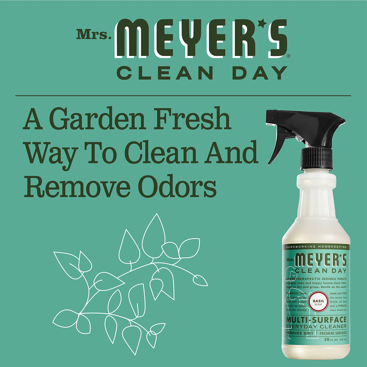 Mrs Meyers Clean Day Multi-Surface Everyday Cleaner, Basil 16 oz (Pack of 6)