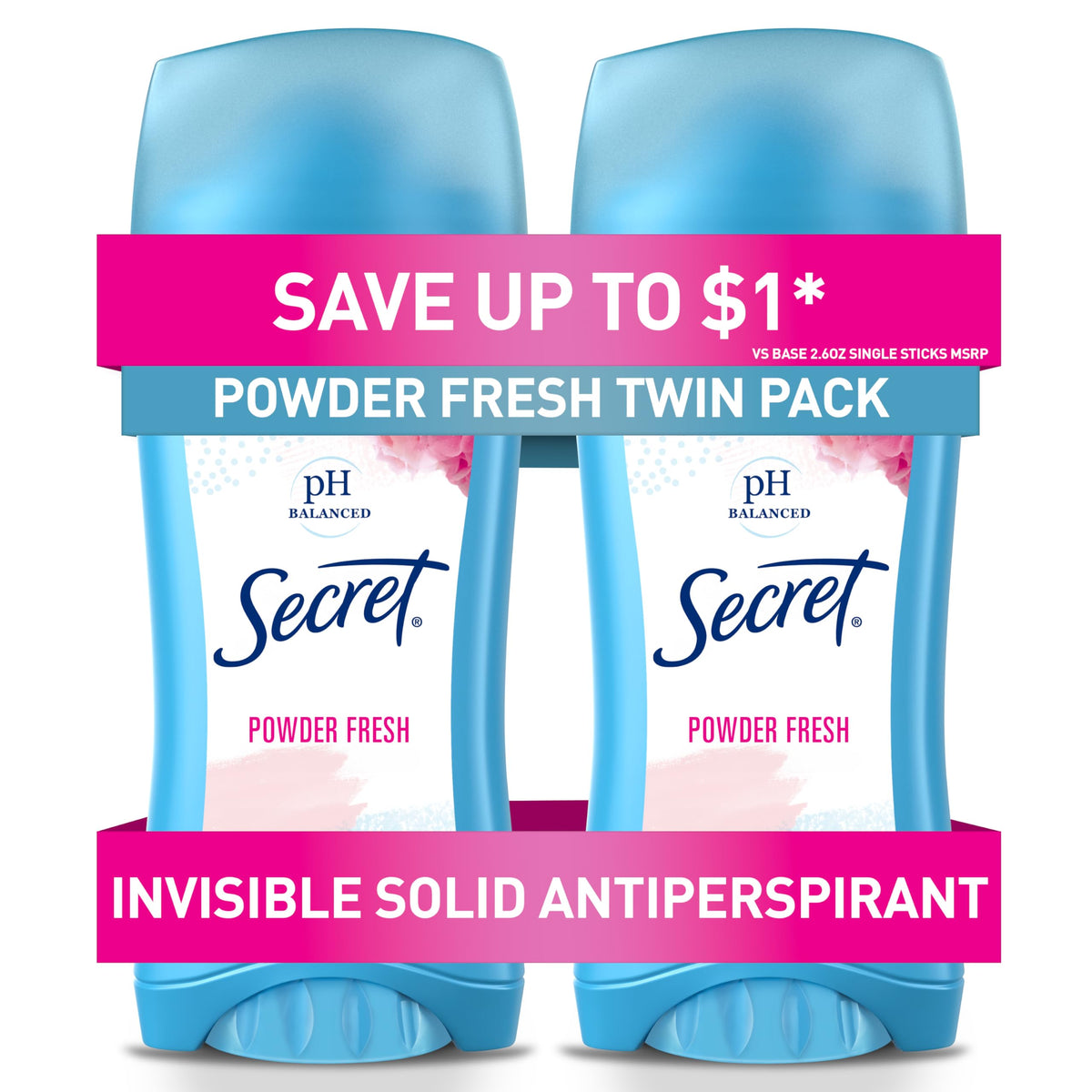 Secret Anti-Perspirant Deodorant Invisible Solid Powder Fresh Twin Pack 5.20 oz