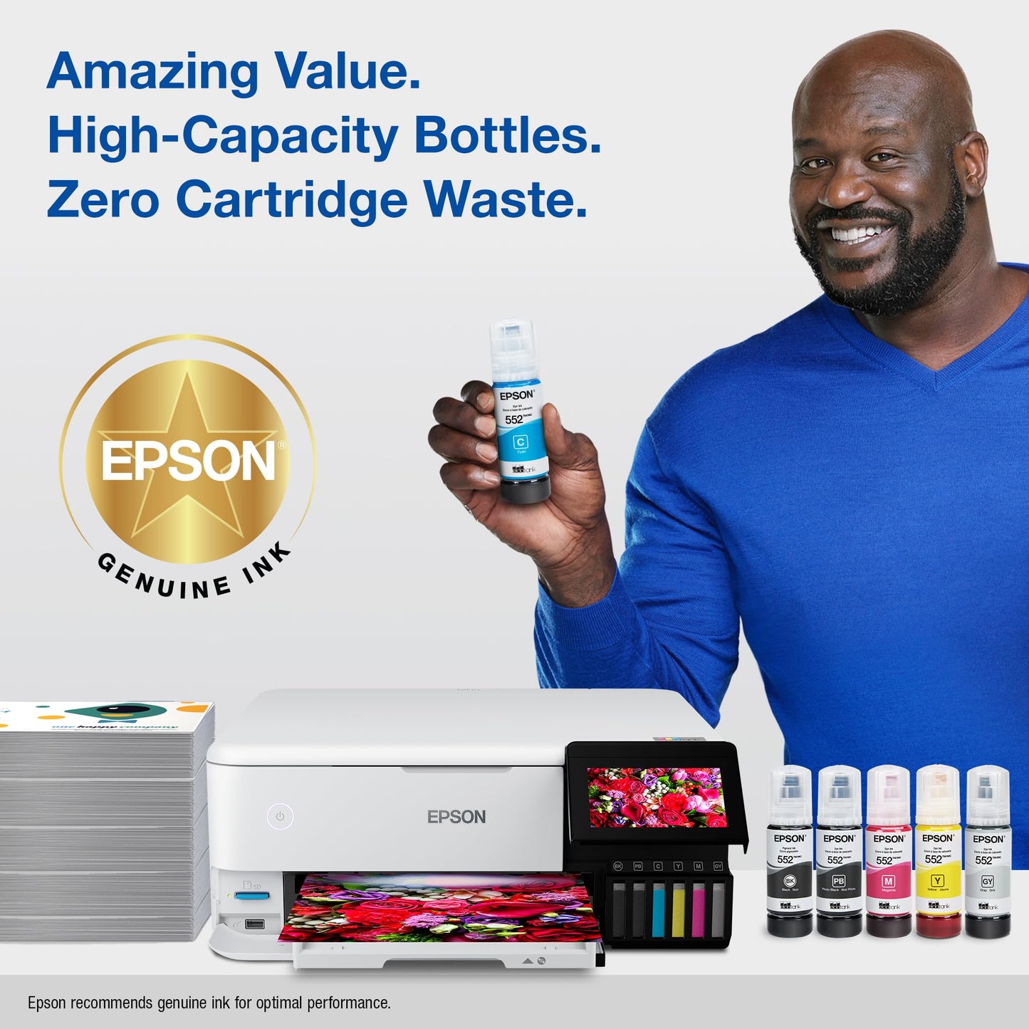 Epson 552 EcoTank Ink Ultra-high Capacity Bottle Yellow (T552420-S) Works with EcoTank Photo ET-8500, ET-8550