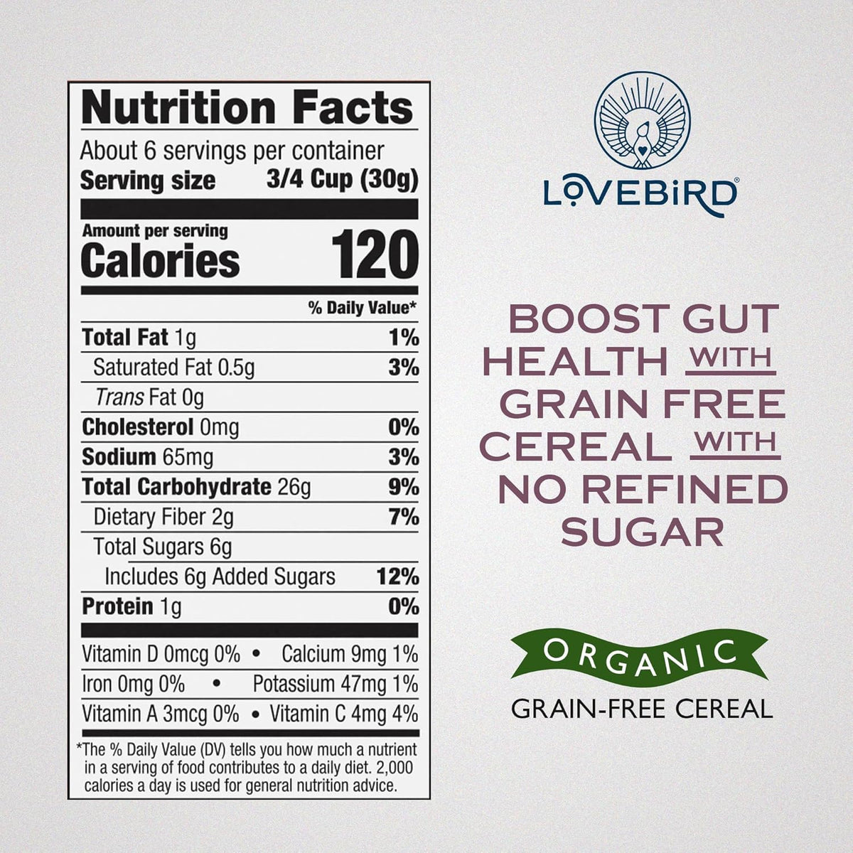 Lovebird Organic Grain-Free Cocoa Cereal, 7 Oz