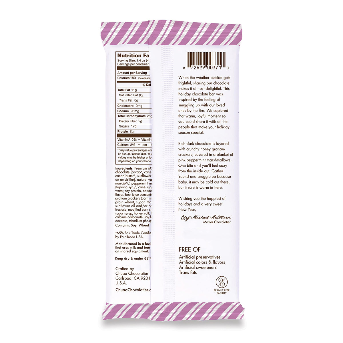 Chuao Chocolatier Snuggle Up S'mores Dark Chocolate Bars 3pk (2.8 oz bars) -Seasonal Holiday Gourmet Artisan Chocolate - Free of Artificial Flavors