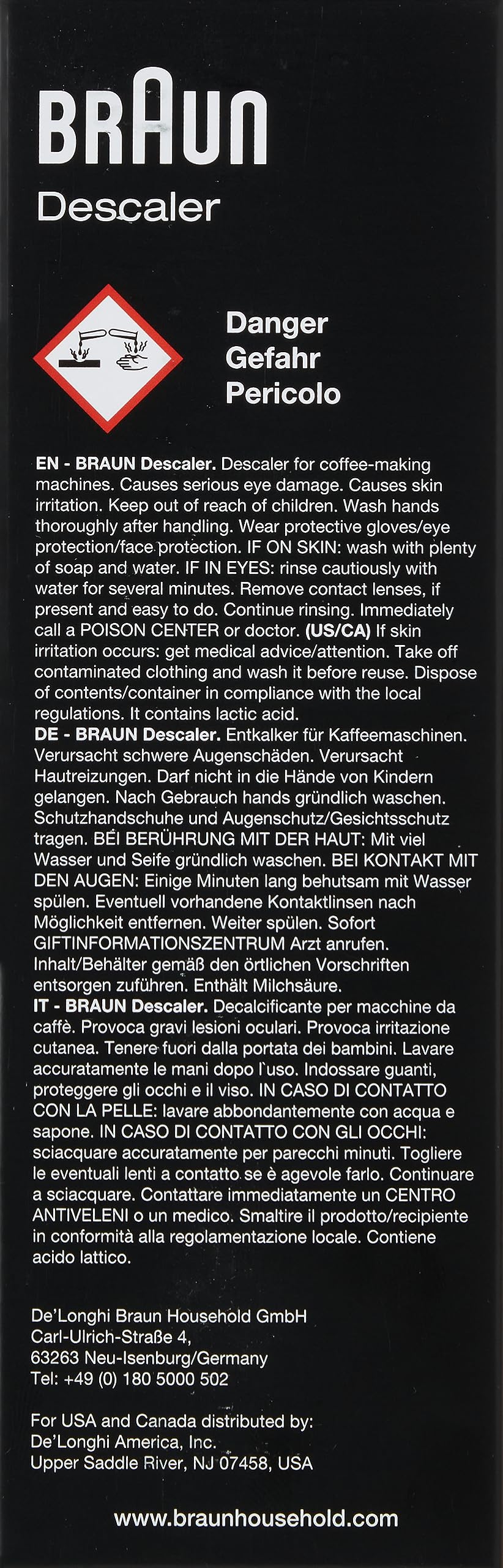 Braun Coffee Maker Descaling Solution (200ml)