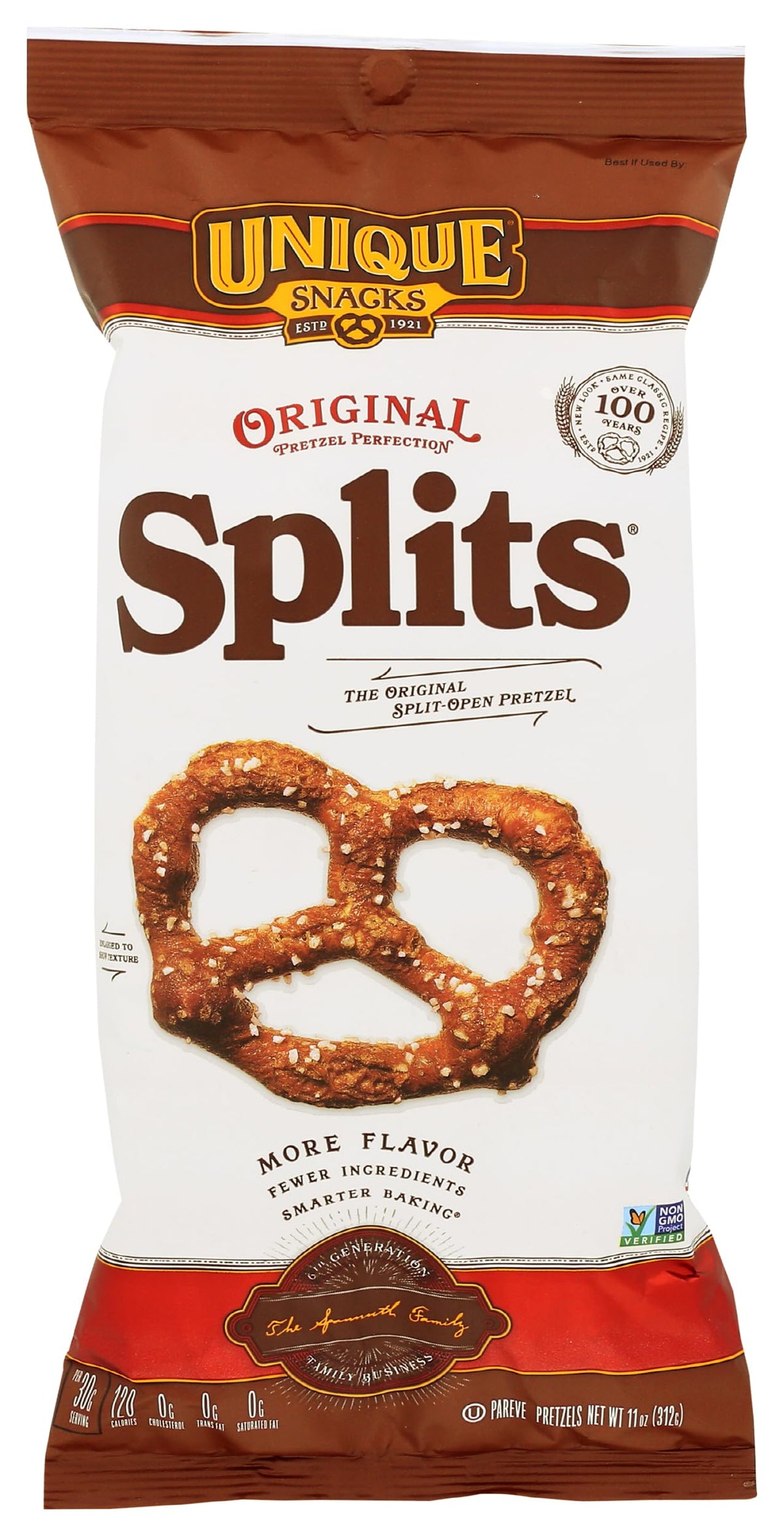 Unique Pretzels Splits, Original, 11 Ounce