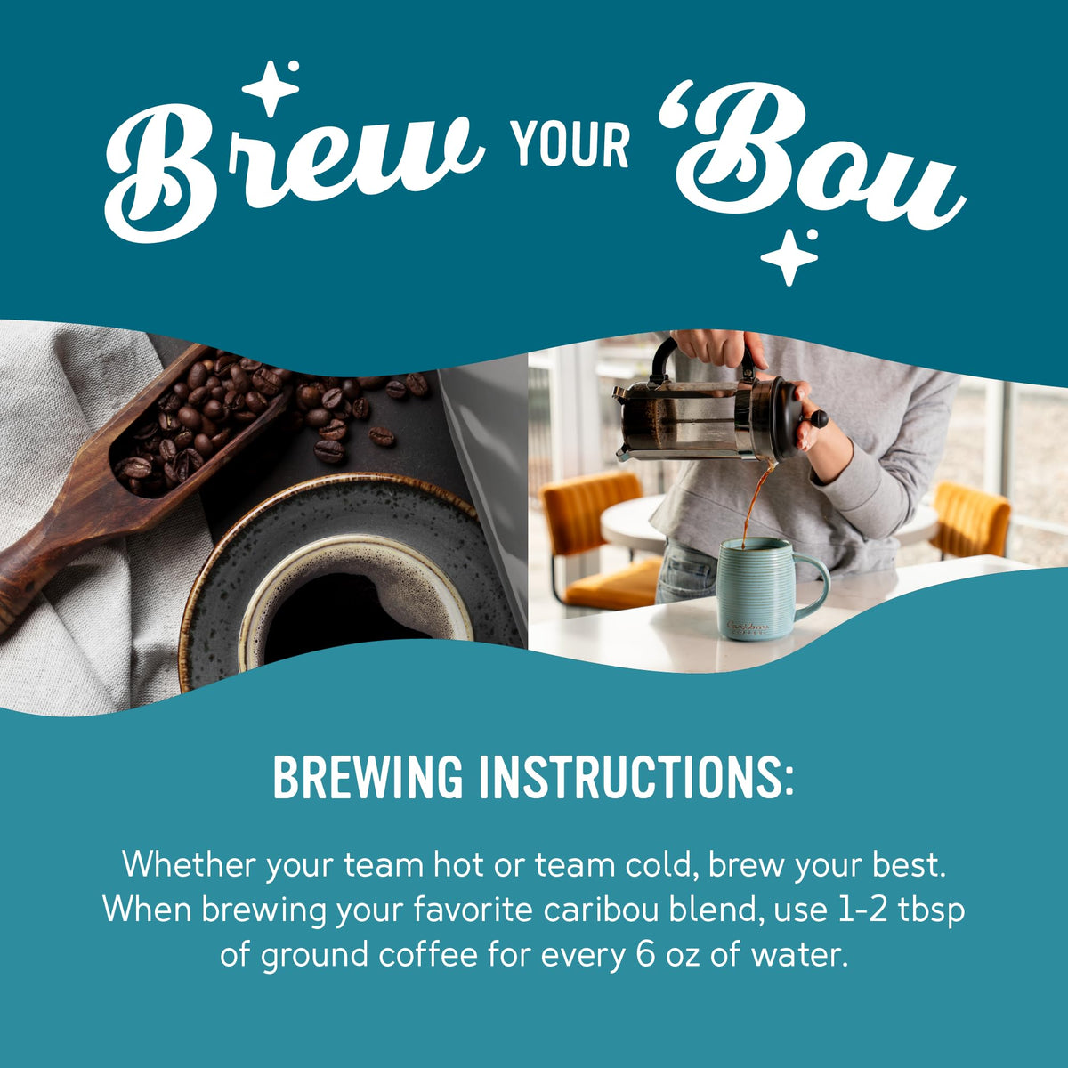 Caribou Coffee, Dark Roast Ground Coffee - French Roast 72 Ounces (6 Bags of 12 Ounces)