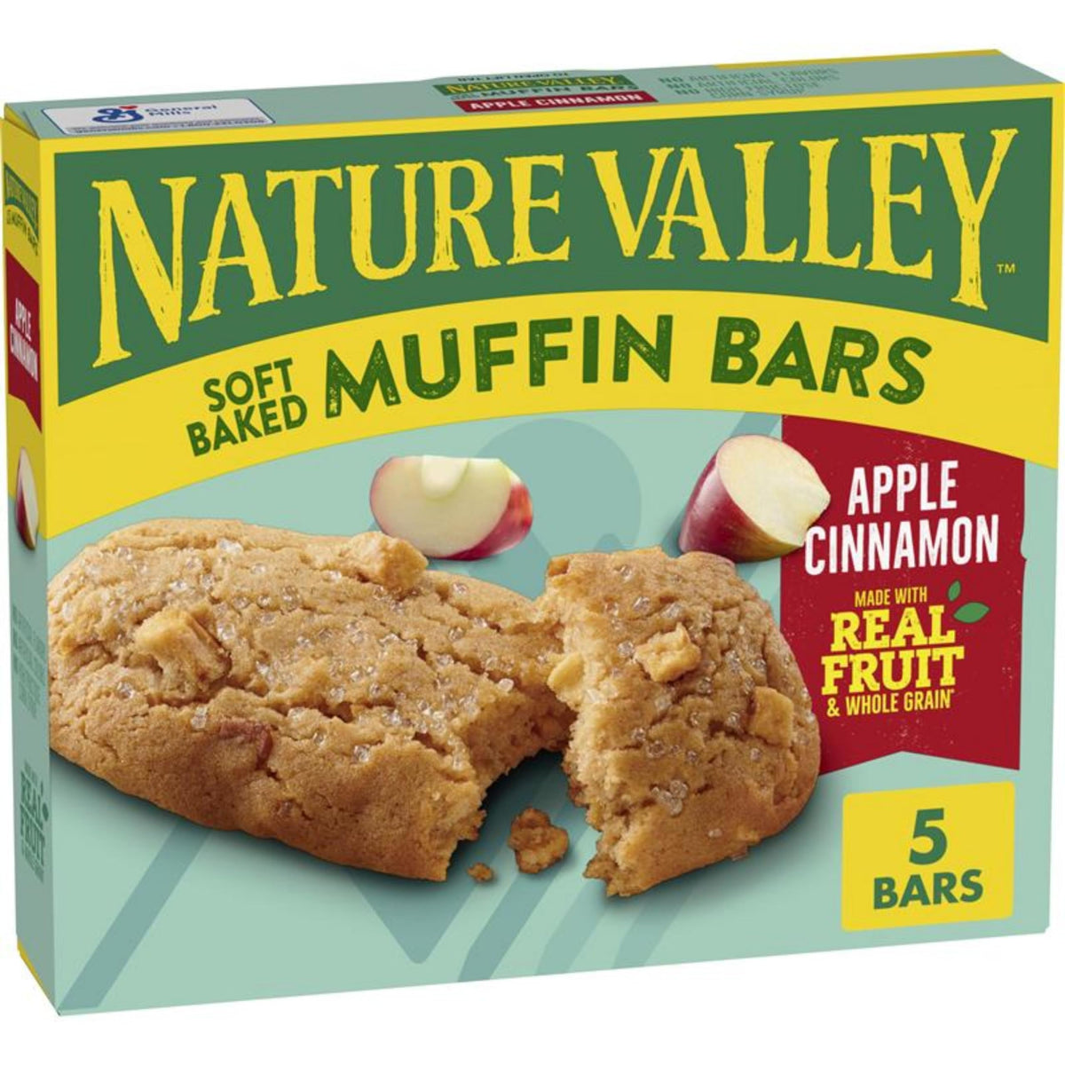 Nature Valley Soft-Baked Muffin Bars, Apple Cinnamon, Snack Bars, 5 Bars, 6.2 OZ (Pack of 8)