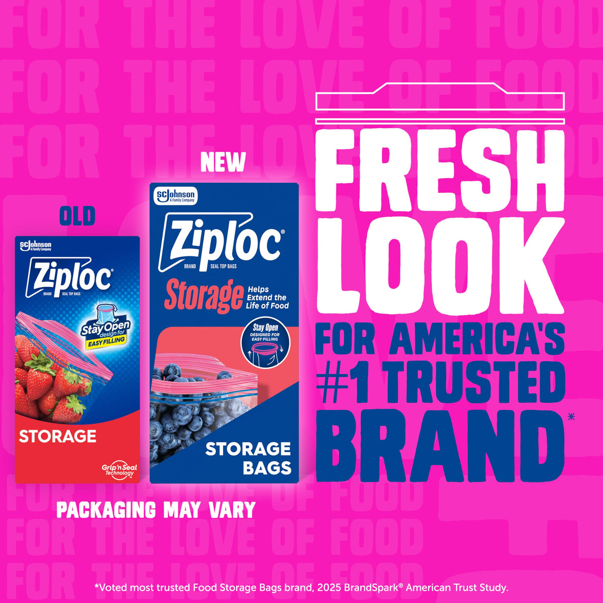 Ziploc Quart Food Storage Bags, Stay Open Design with Stand-Up Bottom, Easy to Fill, 100 Count