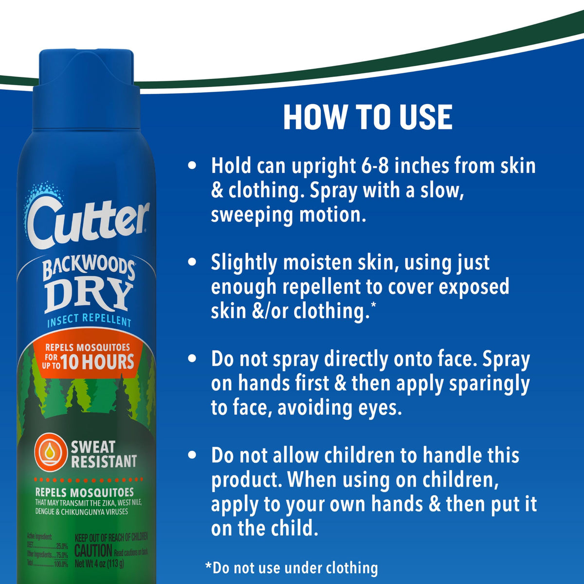 Cutter Backwoods Dry Insect Repellent, Aerosol, 4-Ounce
