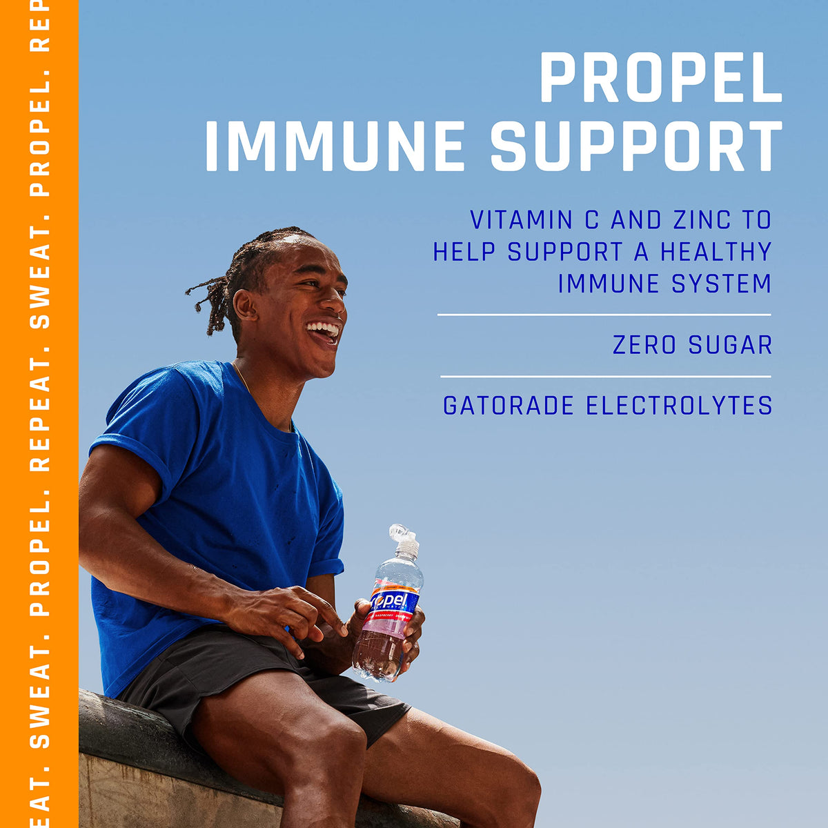 Propel Immune Support Liquid with Vitamin C + Zinc, Lemon Blackberry & Orange Raspberry Variety Pack, 24oz Bottles (Pack of 12)