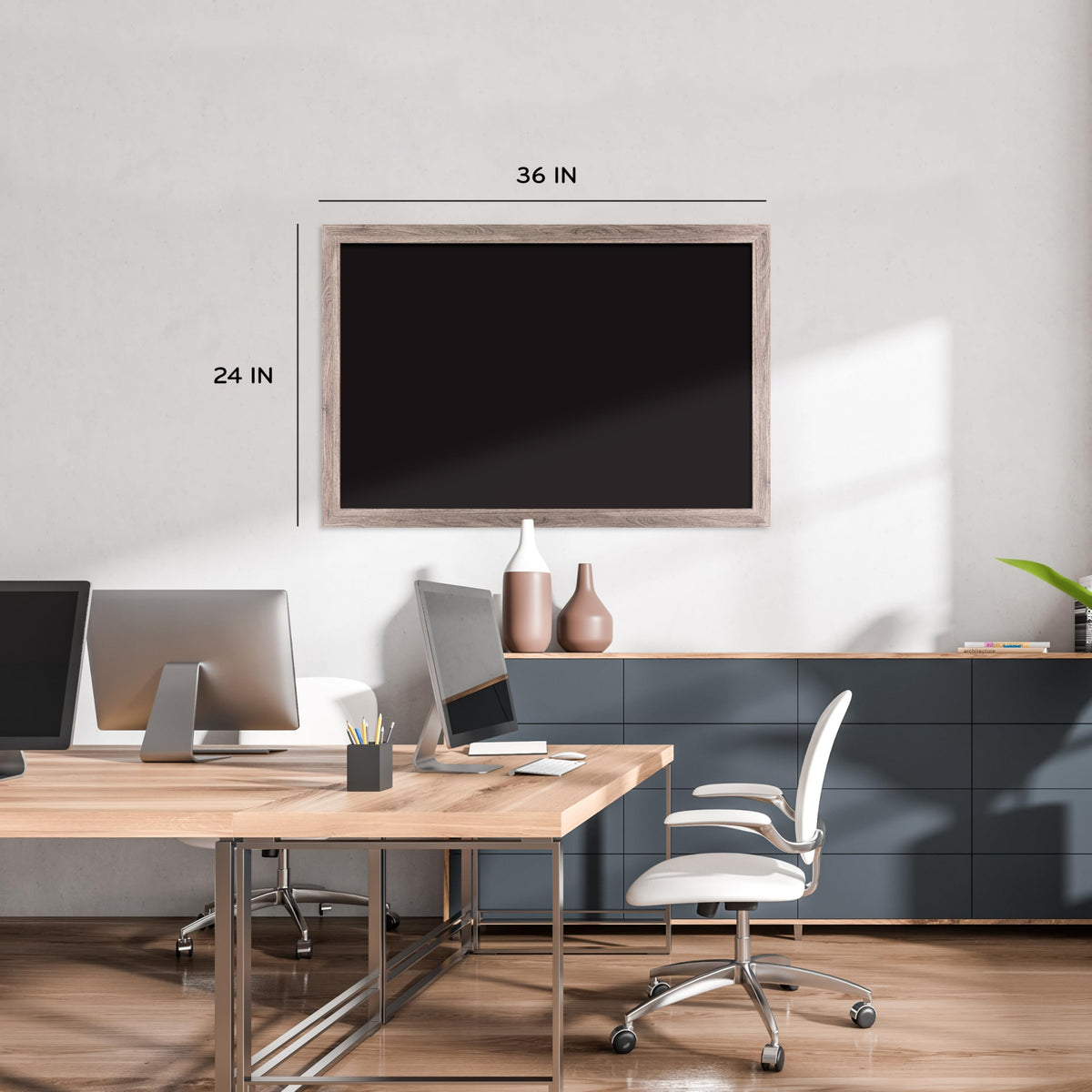 U Brands Magnetic Chalkboard, 36"x24", Rustic Wood Frame, Premium Matte Surface