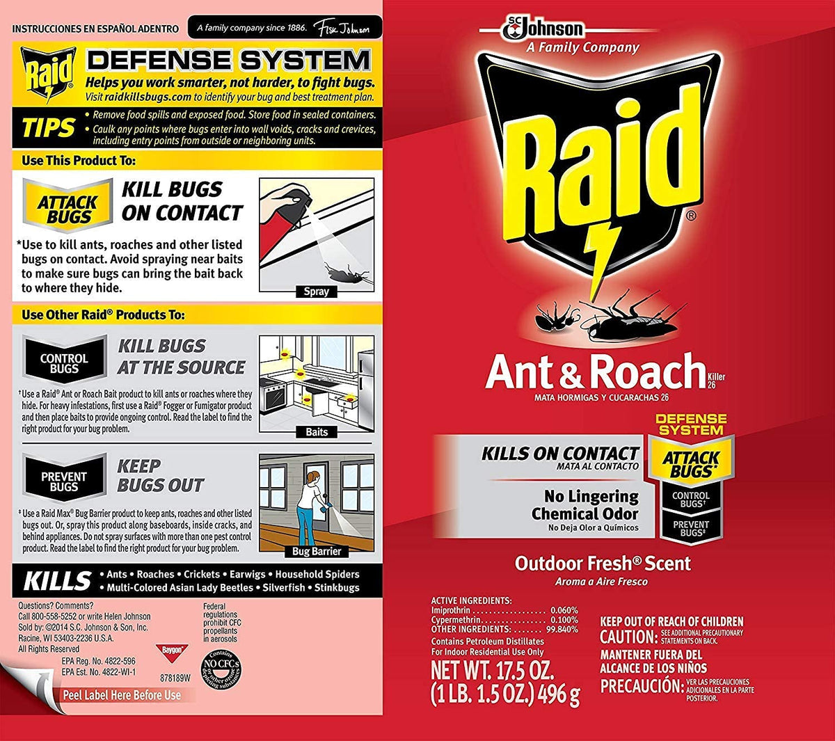 Raid Ant & Roach Spray Outdoor Fresh 17.50 oz (Pack of 6)