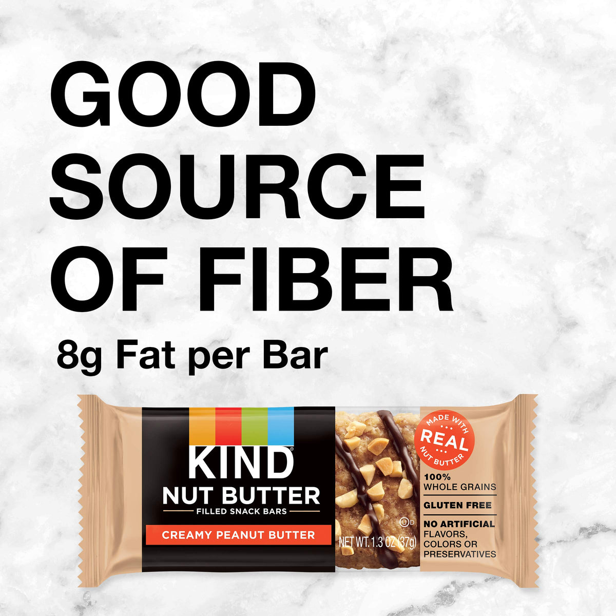 KIND Nut Butter Filled Bars, Creamy Peanut Butter, 32Count