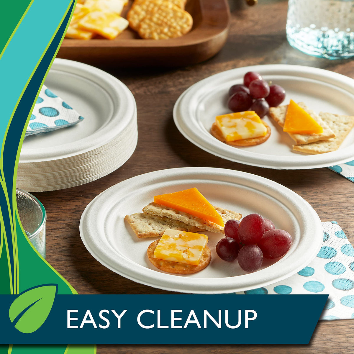 Hefty ECOSAVE 100% Compostable Paper Plates, 6-3/4 Inch, 30 Count