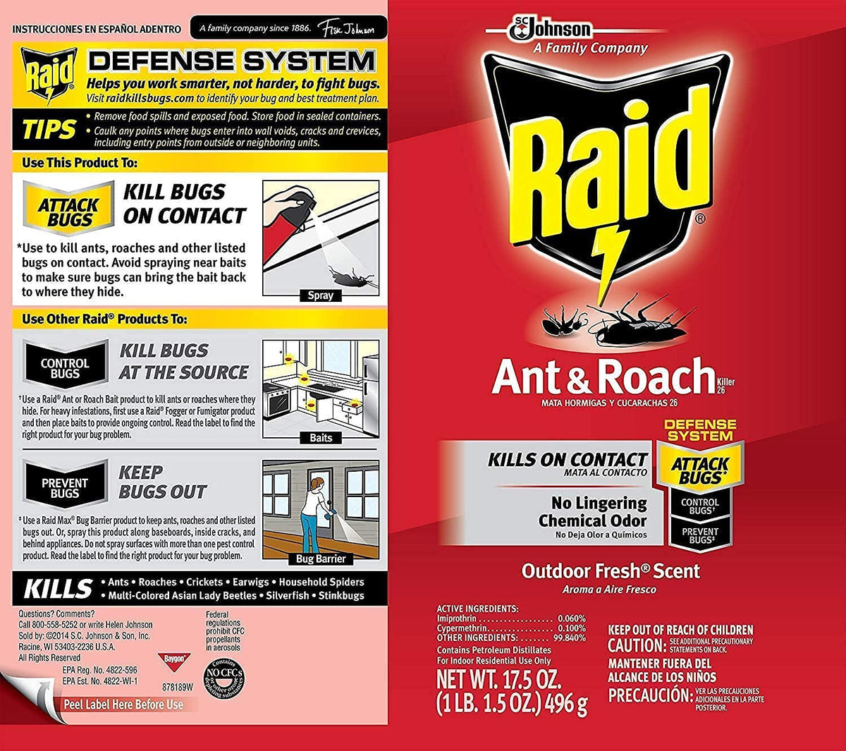 Raid Ant & Roach Spray Outdoor Fresh 17.50 oz (Pack of 3)