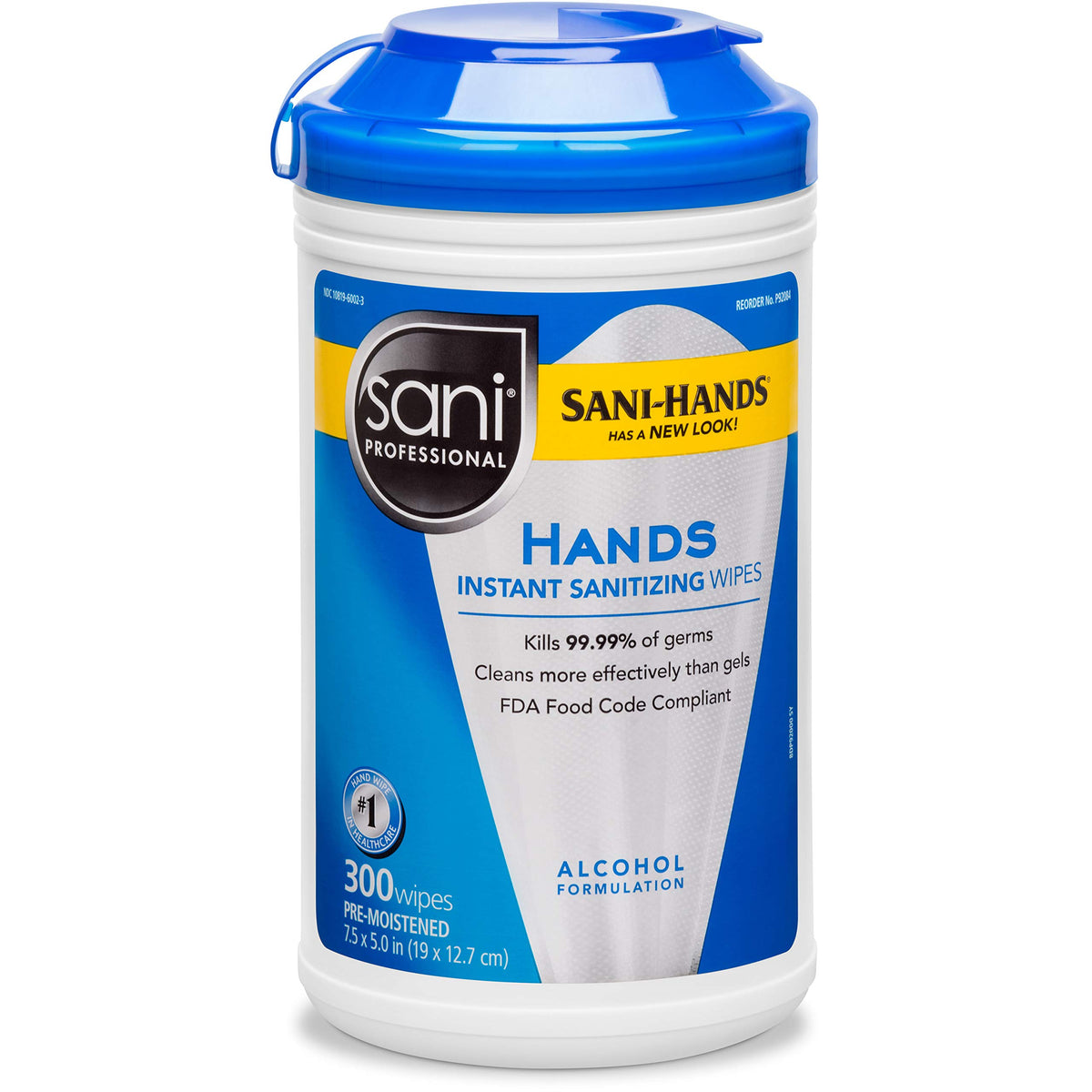 Sani-Hands Instant Hand Sanitizing Wipe, 7.50" x 5.50", White 300 Count