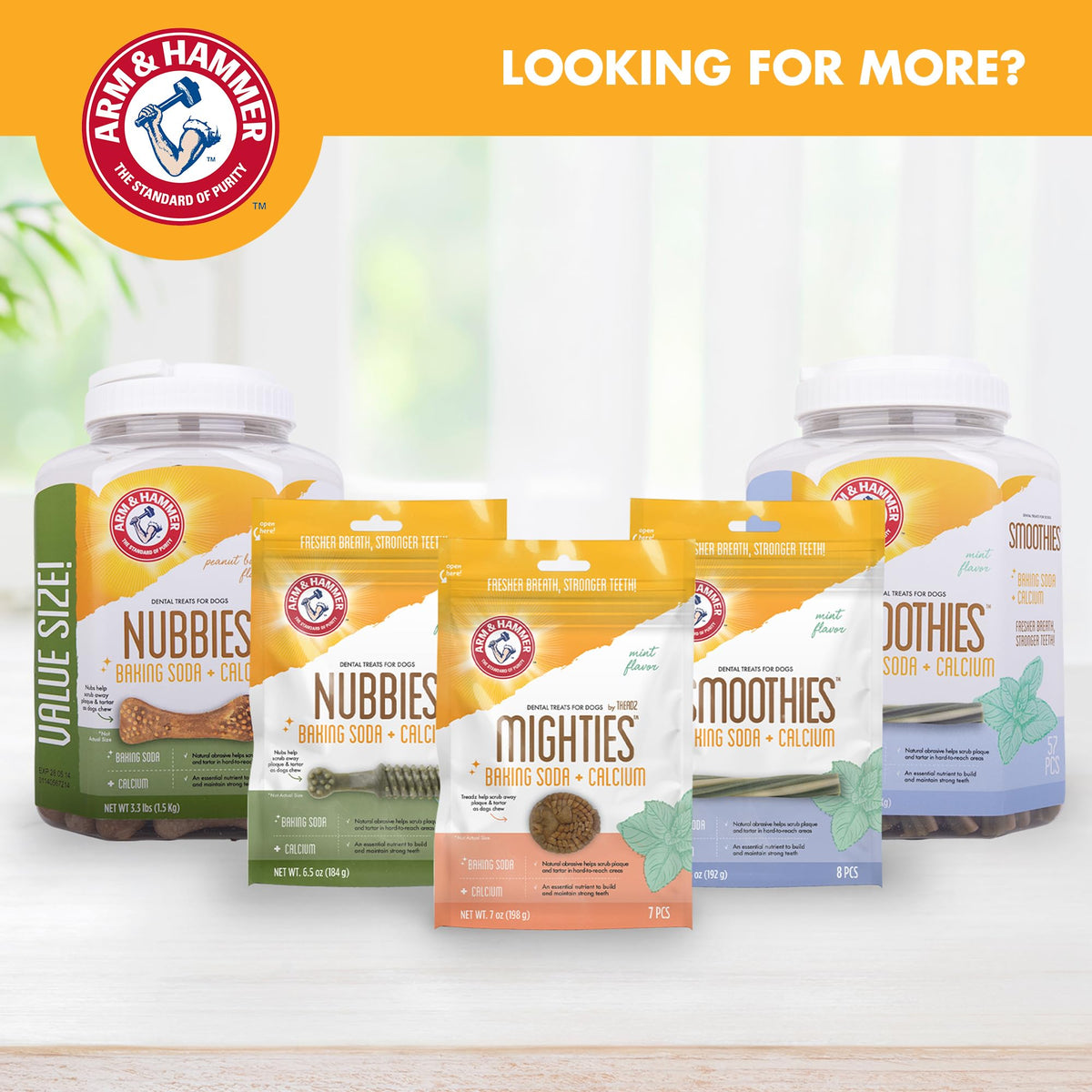Arm & Hammer for Pets Nubbies Dental Treats for Dogs with Baking Soda and Calcium, Treat Chews Help Fight Bad Breath, Plaque & Tartar, Chicken, Value Bucket, 139 Pcs (Packaging may vary)