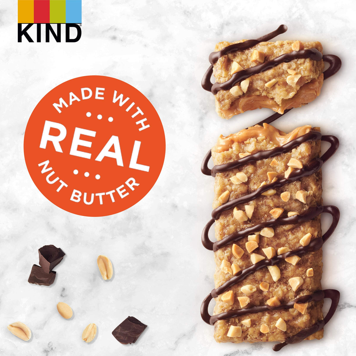 KIND Nut Butter Filled Bars, Creamy Peanut Butter, 32Count