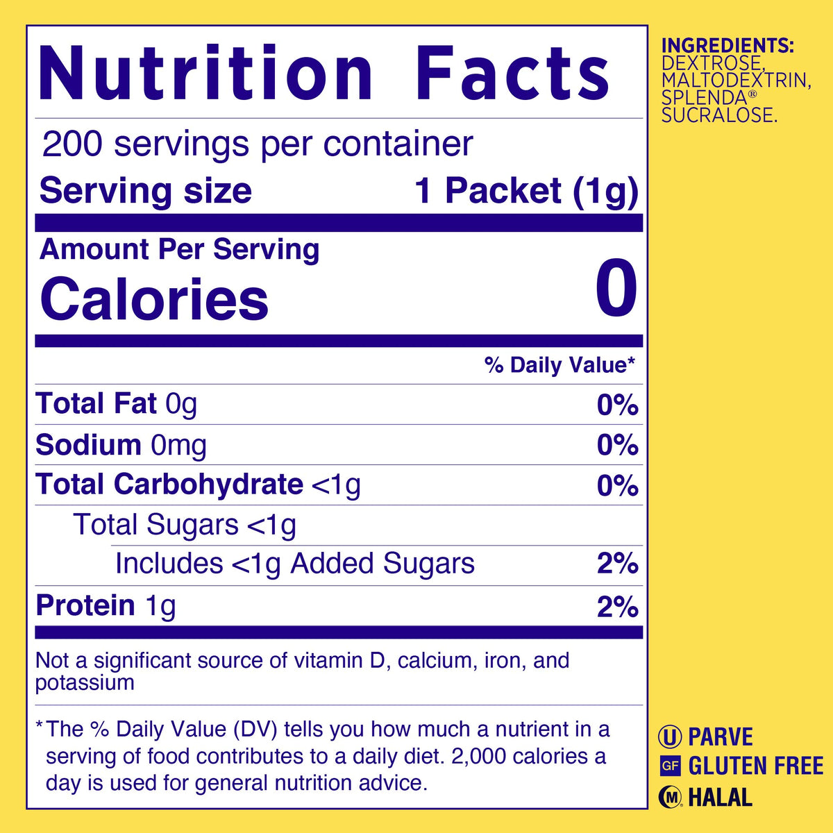 SPLENDA Zero Calorie Sweetener, Single-Serve Packets (200 Count)
