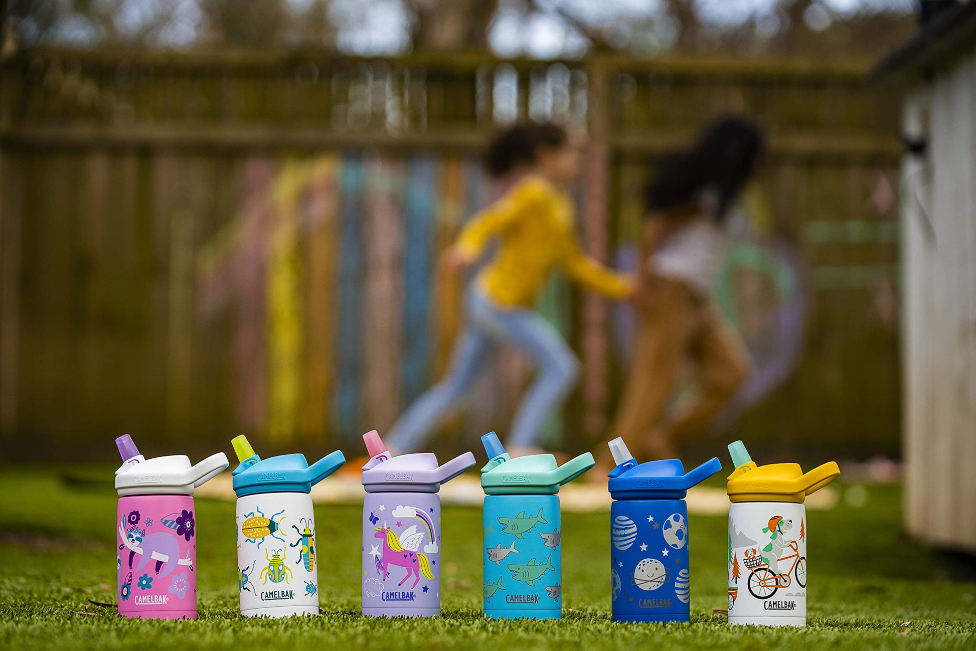 CamelBak Eddy+ Kids Bite Valve Straw Insulated Stainless Steel Water Bottle Magic Unicorns, 12oz
