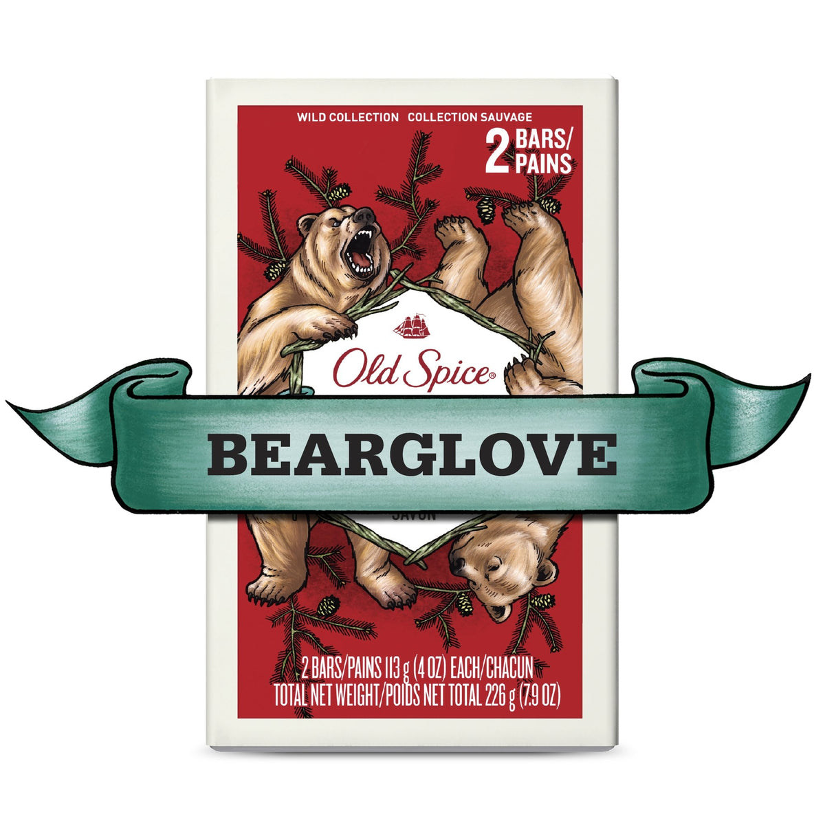 Old Spice Wild Collection Bearglove Men's Bar Soap 2 Count
