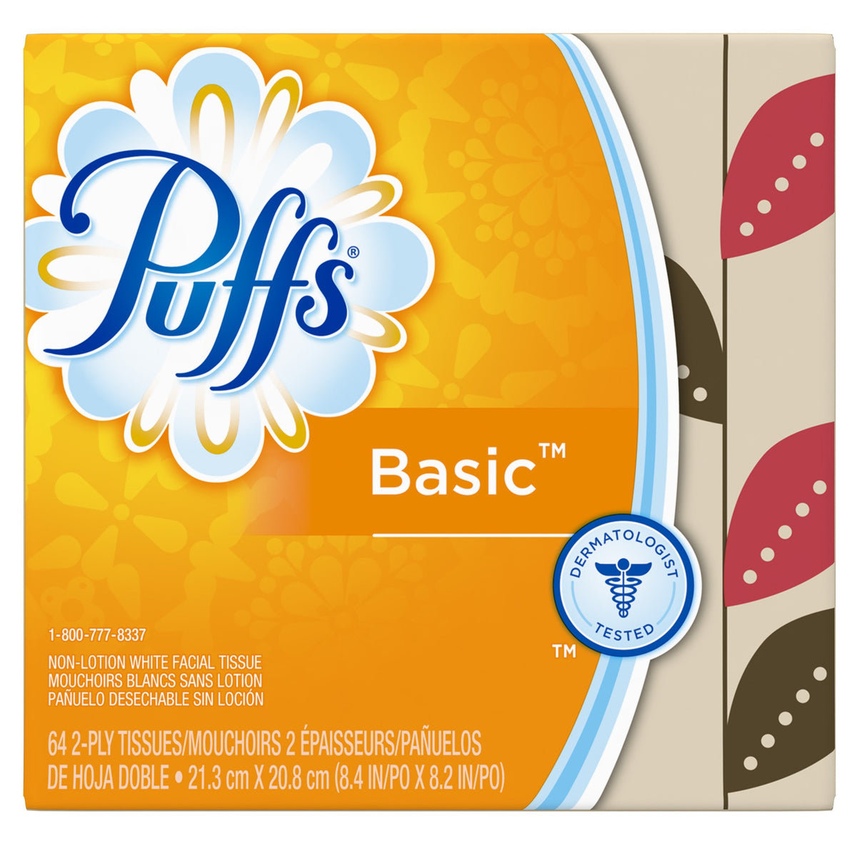 Puffs Basic Facial Tissues; 64 Count; 1 Cube Box (64 Tissues In Box)