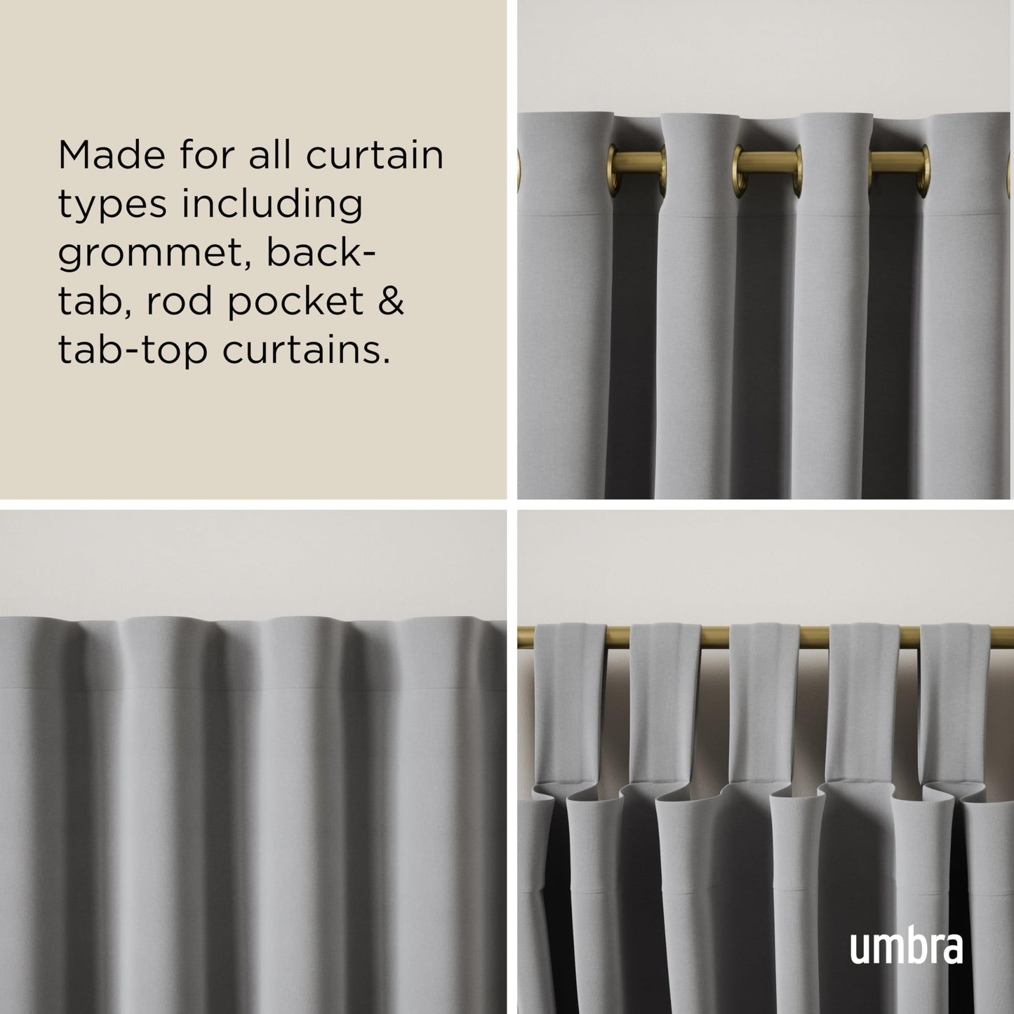 Umbra Cappa Curtain Rod, Includes 2 Matching Finials, Brackets & Hardware, 120 to 180-Inches, Gold