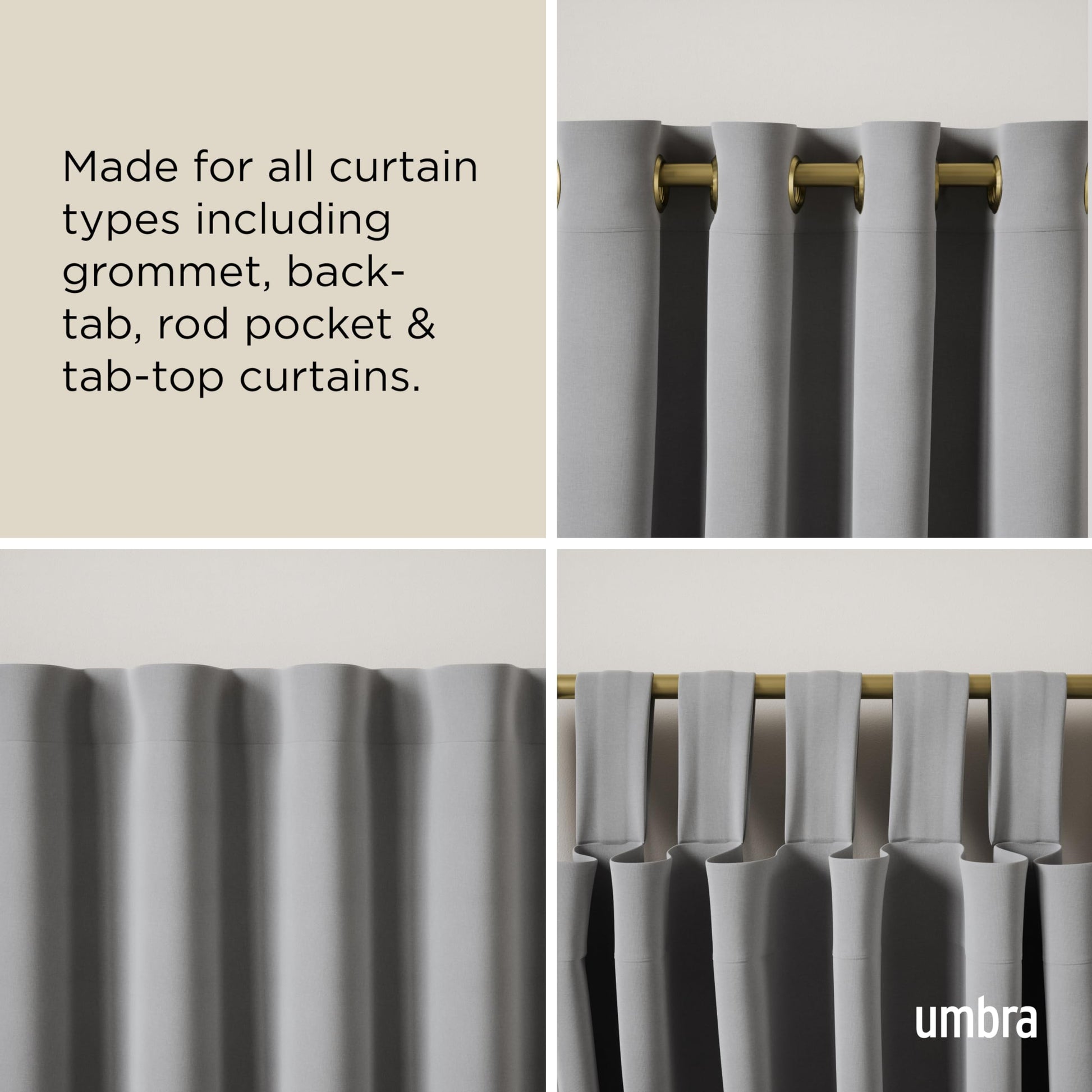 Umbra Cappa Curtain Rod, Includes 2 Matching Finials, Brackets & Hardware, 120 to 180-Inches, Gold
