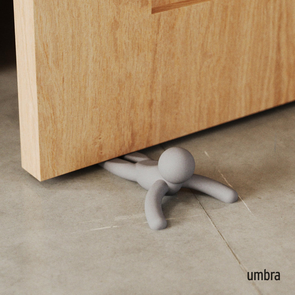 Umbra Buddy Door Stop, Heavy-Duty and Flexible, Soft-Touch Finish, Protects Your Floors, Grey