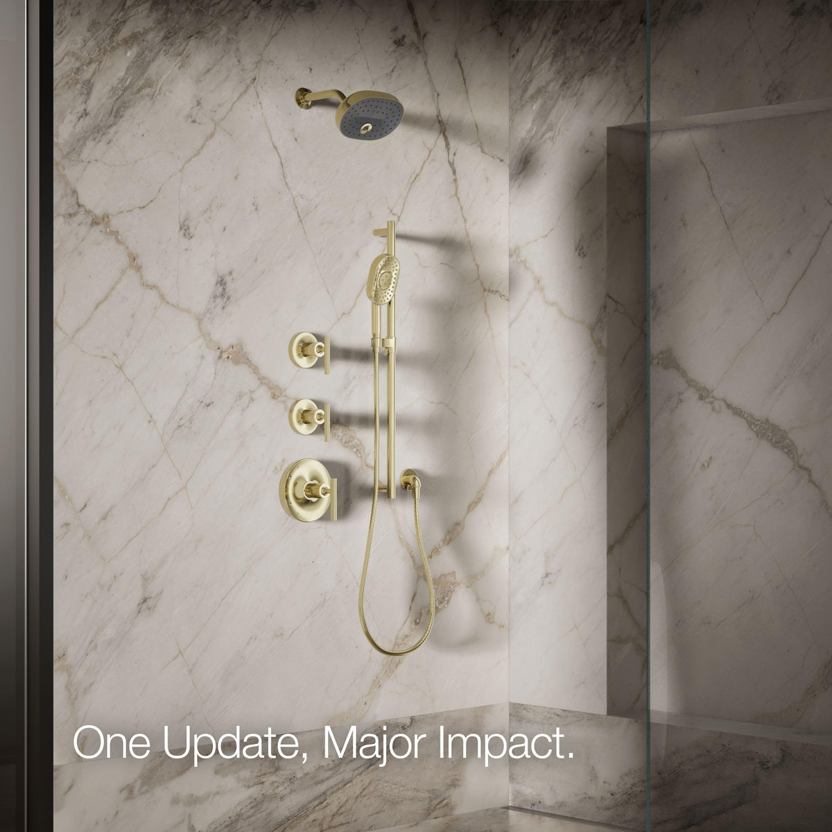 Kohler 26290-AF Statement® Three-function showerhead, 2.5 gpm, Vibrant French Gold
