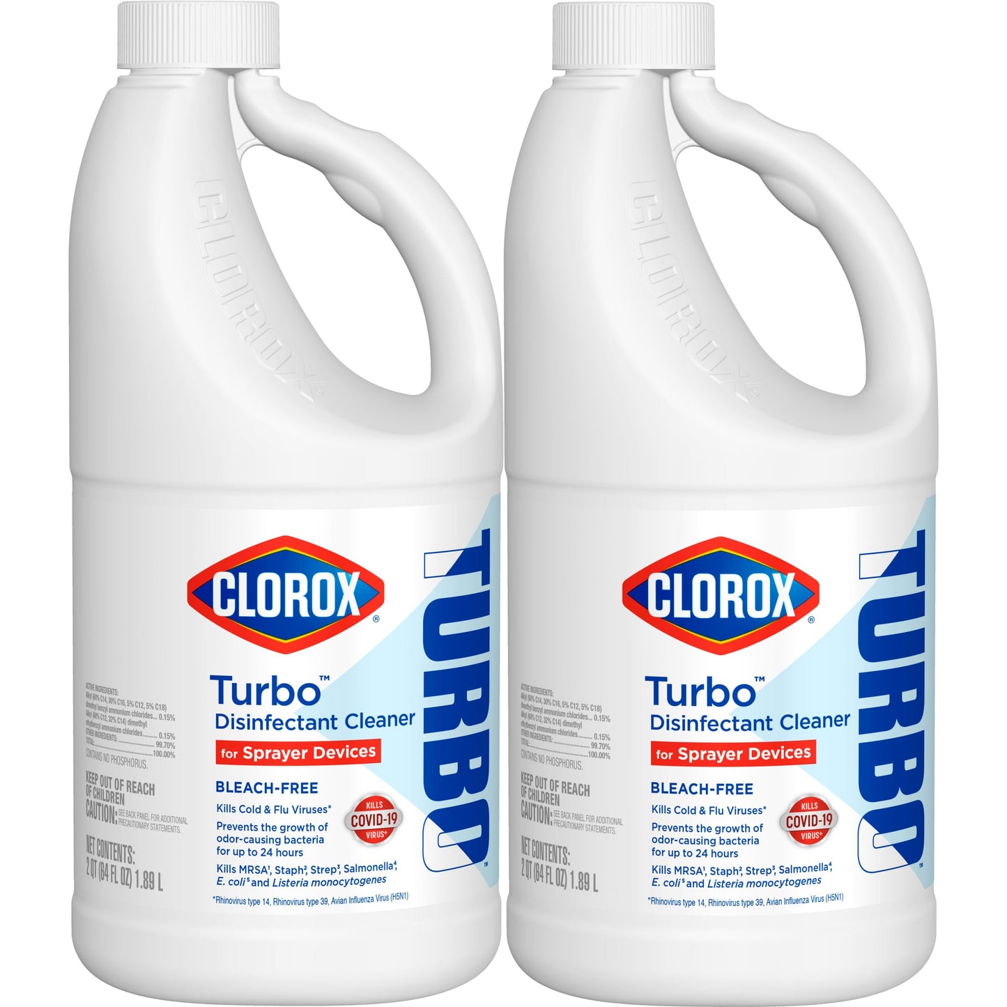 CLOROX Turbo Disinfectant Cleaner for Sprayer Devices, Bleach-Free, 64 Fluid Ounces (Pack of 2)