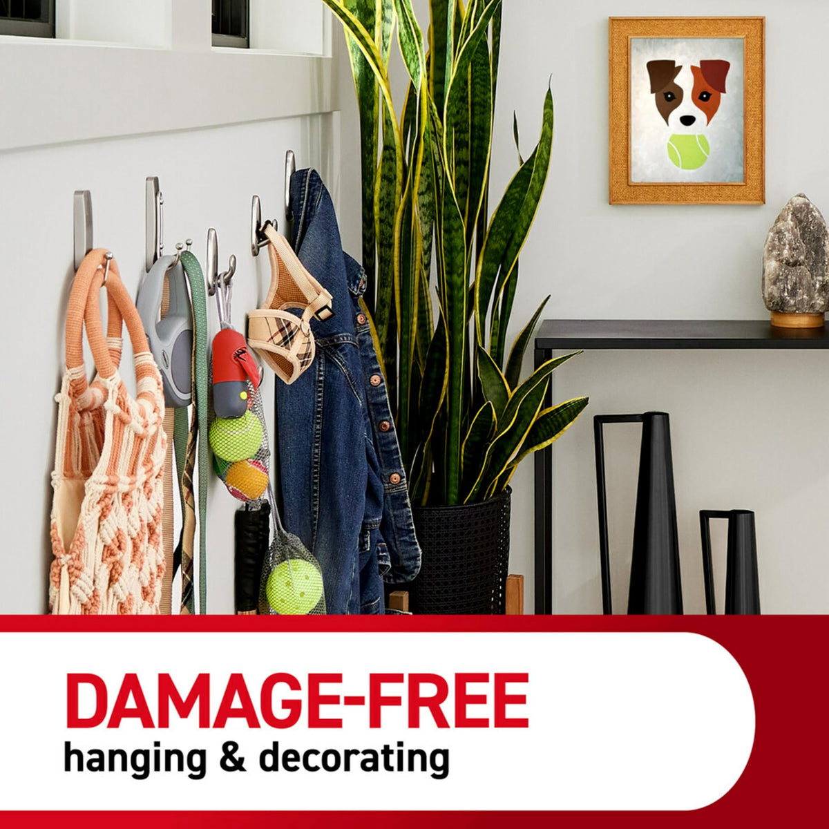 Command Large Double Wall Hook, Brushed Nickel, Decorate Damage-Free