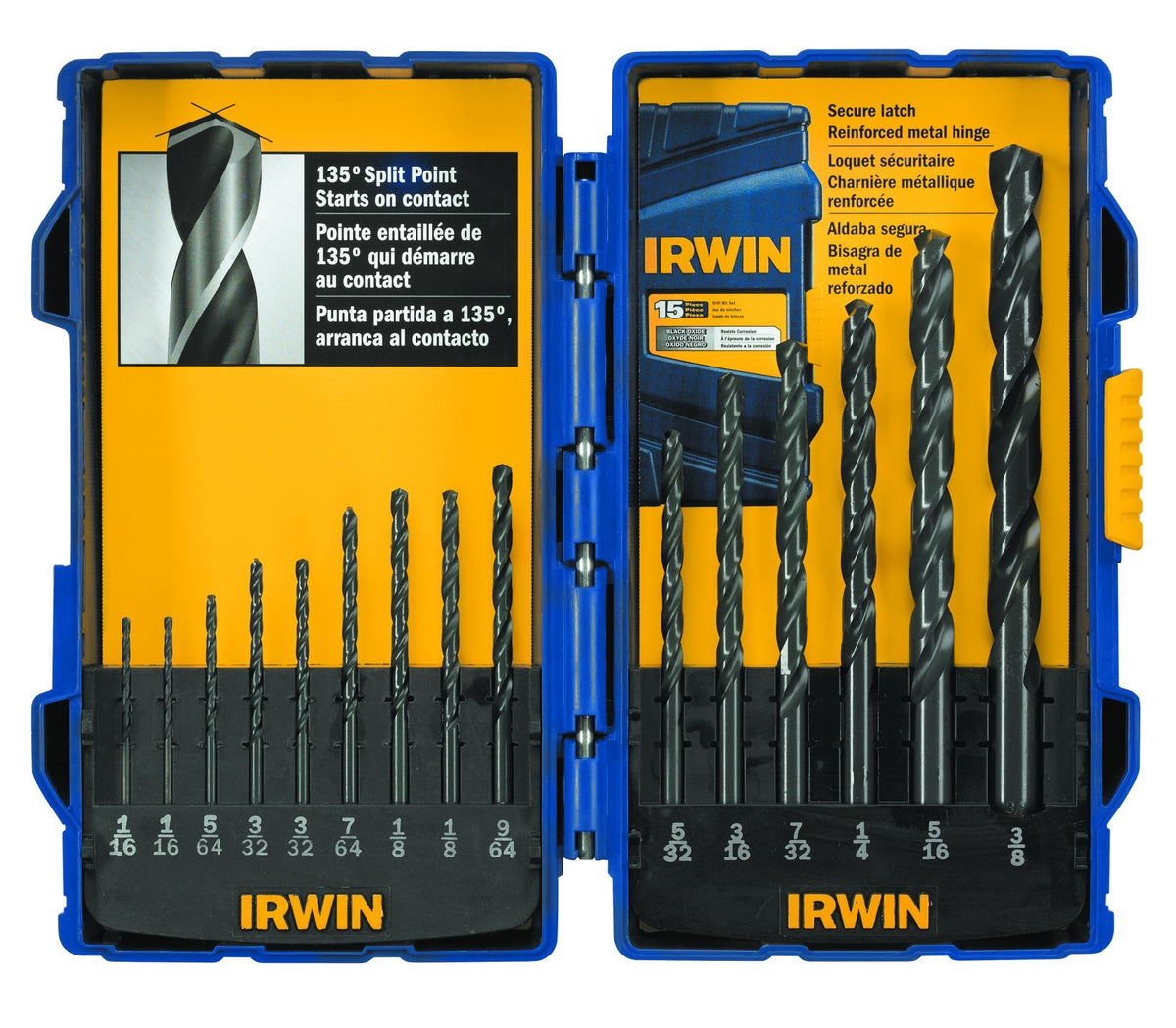 IRWIN Tools Black Oxide Drill Bit Set, 15-Piece (314015)