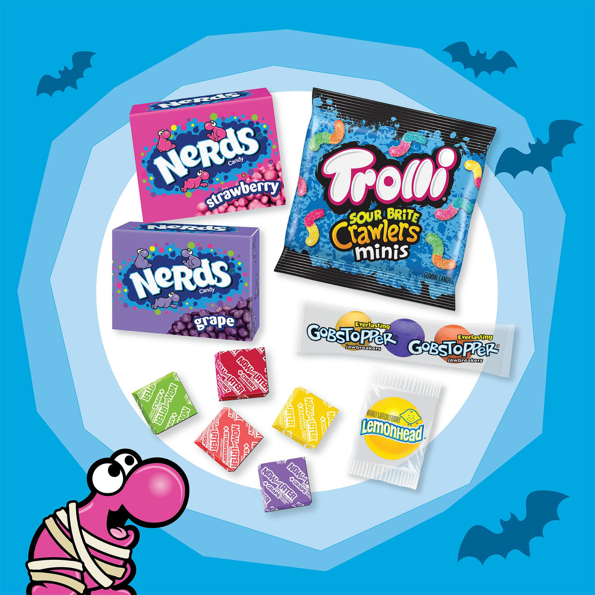 Halloween Candy Classic Fun Trick-or-Treat Assortment with Nerds, Trolli, Now and Later, Lemonhead, Gobstoppers, 260 Pieces, 69.3 Ounces, Variety Bag