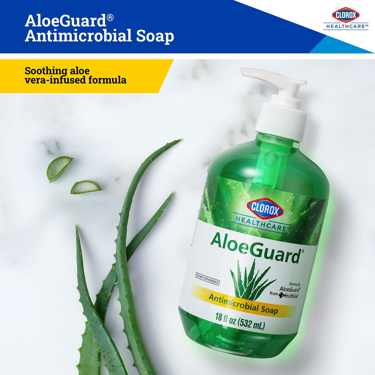 CLOROX Healthcare AloeGuard Antimicrobial Hand Soap for Healthcare Professionals - Liquid Hand Wash for Everyday Use with Aloe Vera to Soothe & Moisturize Hands, 18 Fl Oz - 12 Pack