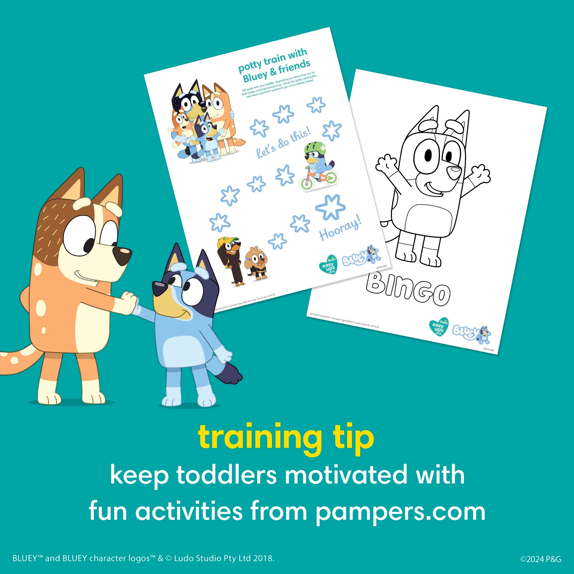 Pampers Training Pants - Easy Ups Boys & Girls Bluey - Size 4T-5T, 100 Count, Children's Potty Underwear (Packaging May Vary)