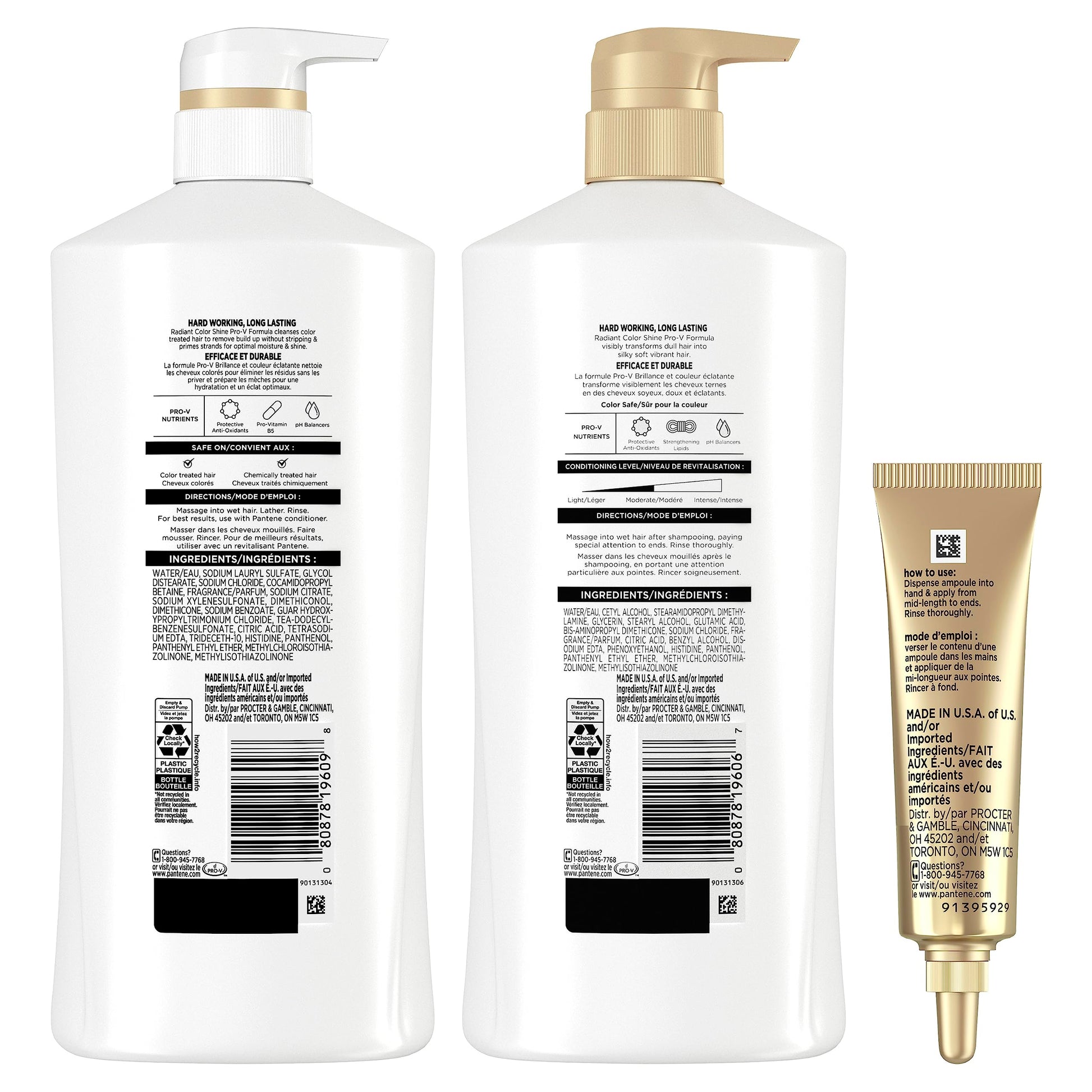 Pantene Shampoo, Conditioner and Hair Treatment Set, Radiant Color Shine, Safe for Color-Treated Hair